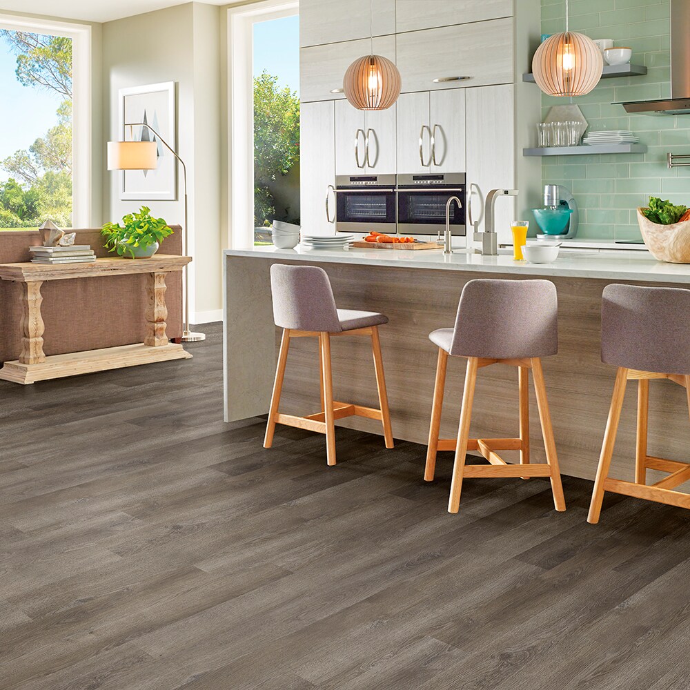 TrafficMaster French Oak 4.4 mm T x 6 in W x 36 in L Rigid Core Luxury Vinyl Plank Flooring 23.95 sf/case Light