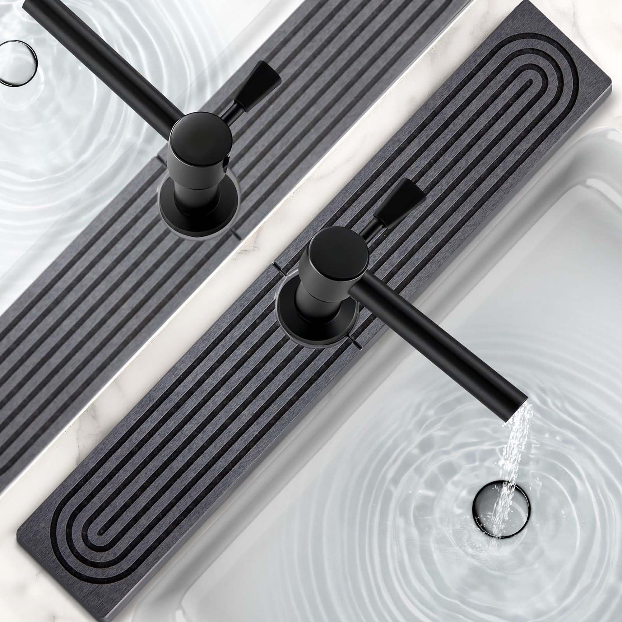 Numhew 24 in L x 3.9 in W Dark Gray Diatomite Faucet Mat Kitchen Sink Splash Guard