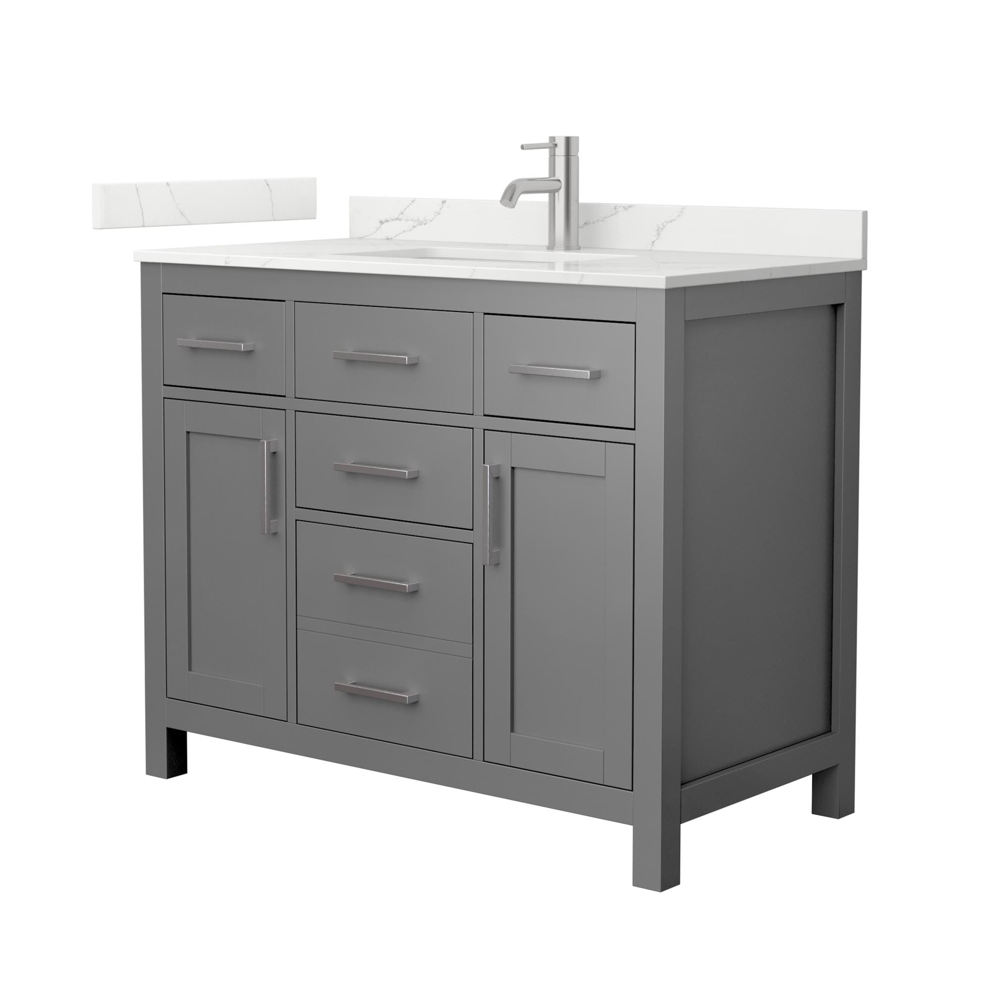 Wyndham Collection Beckett 42-in Dark Gray with Brushed Nickel Trim Undermount Single Sink Bathroom Vanity with Giotto Quartz Quartz Top