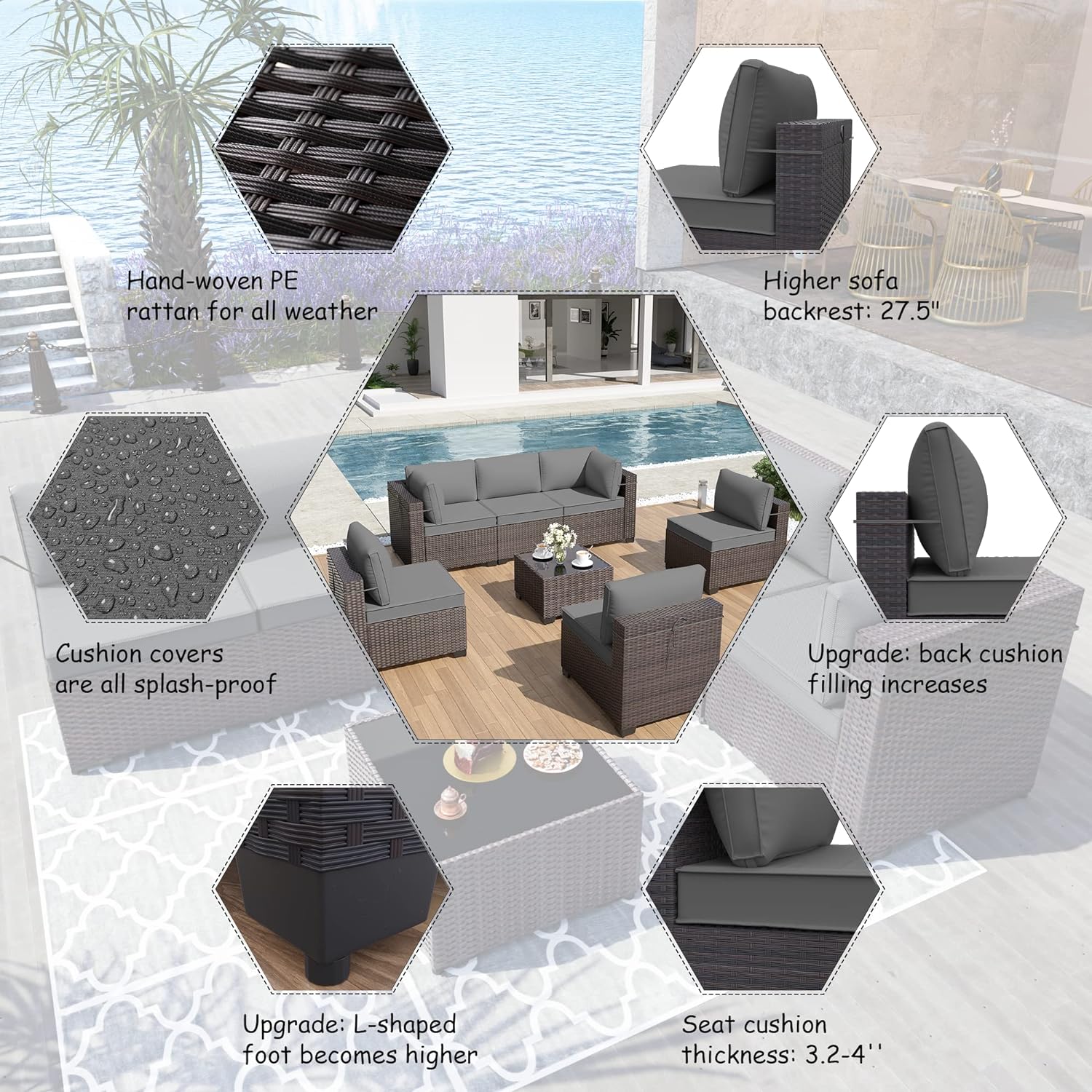 ALAULM LS-7PCS+PH-GREY Patio-Conversation-Sets - View #2