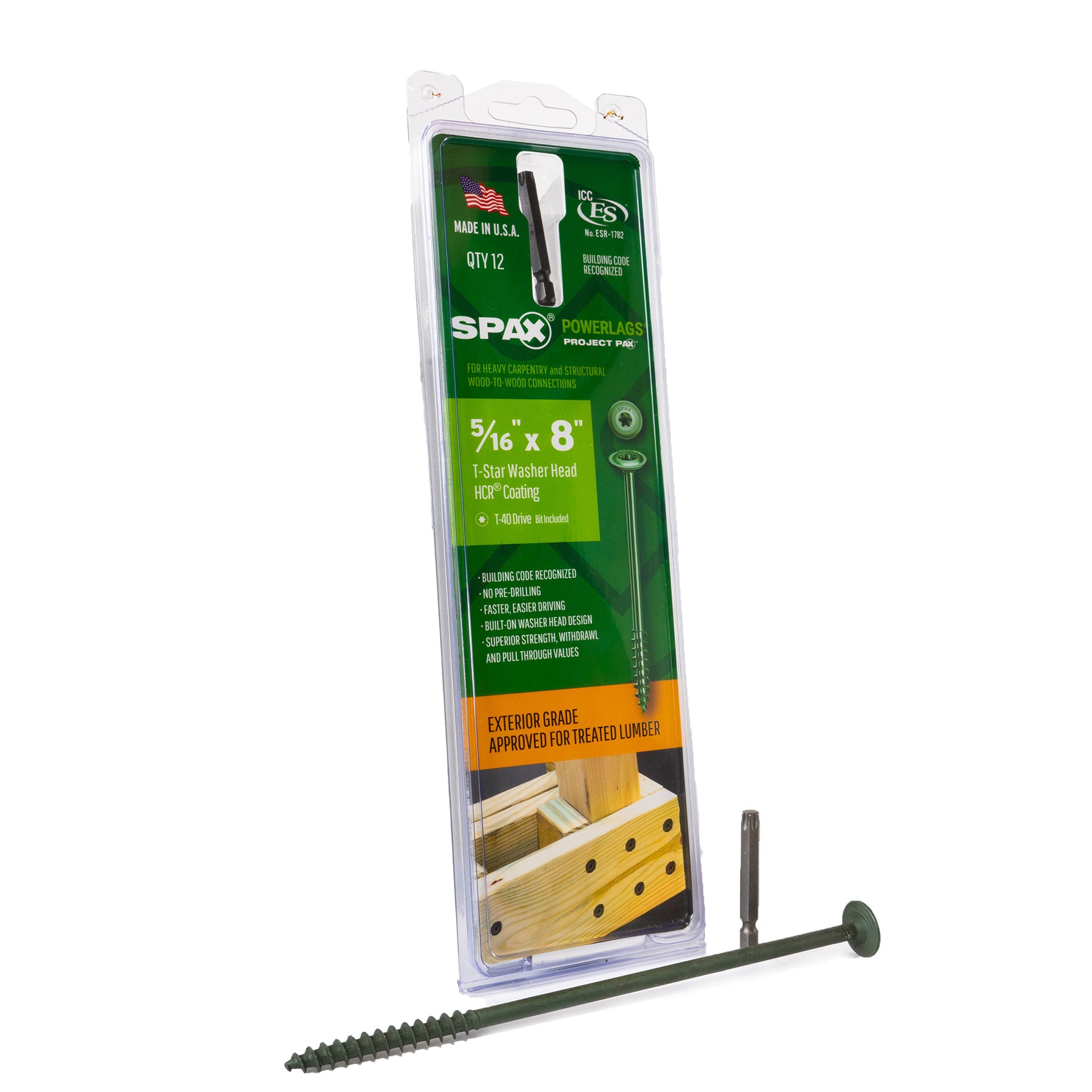 SPAX 45818208020343 5/16-in x 8-in Black Coated Washer -Head Exterior Structural wood screws 12 -Pack