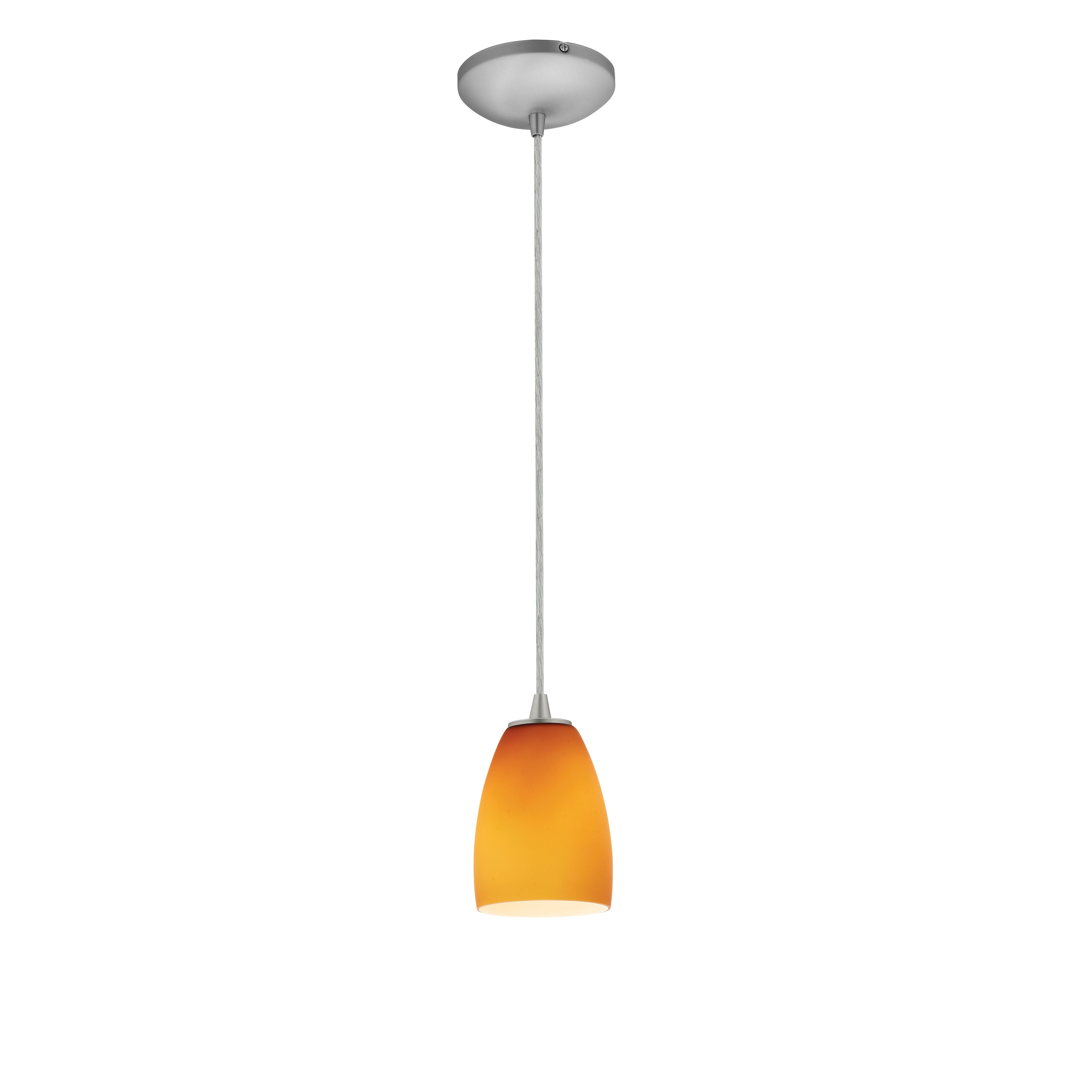 Access Lighting 28069-3C-BS/AMB Sherry 1 -Light Brushed Steel Transitional Geometric Mini Hanging Pendant light