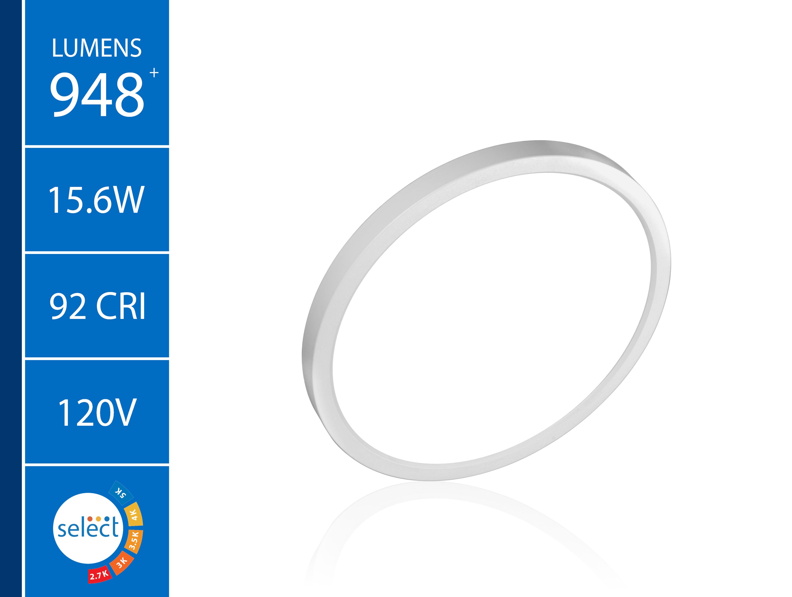8-Inch White Round Selectable LED Surface Mount Downlight