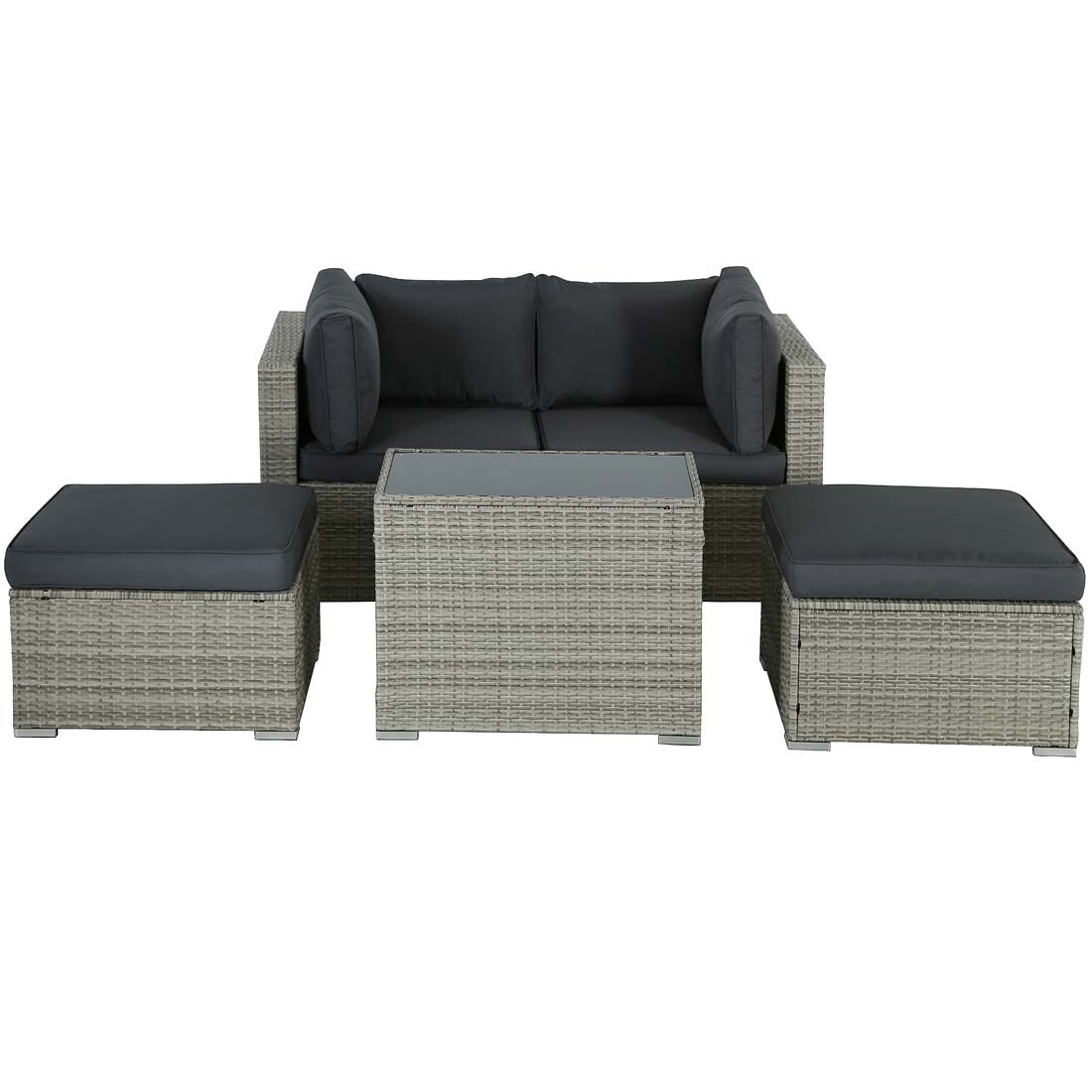 Damerin N7CS76 5 -Piece Wicker 2 Patio Sofa Conversation Set with Gray Cushions