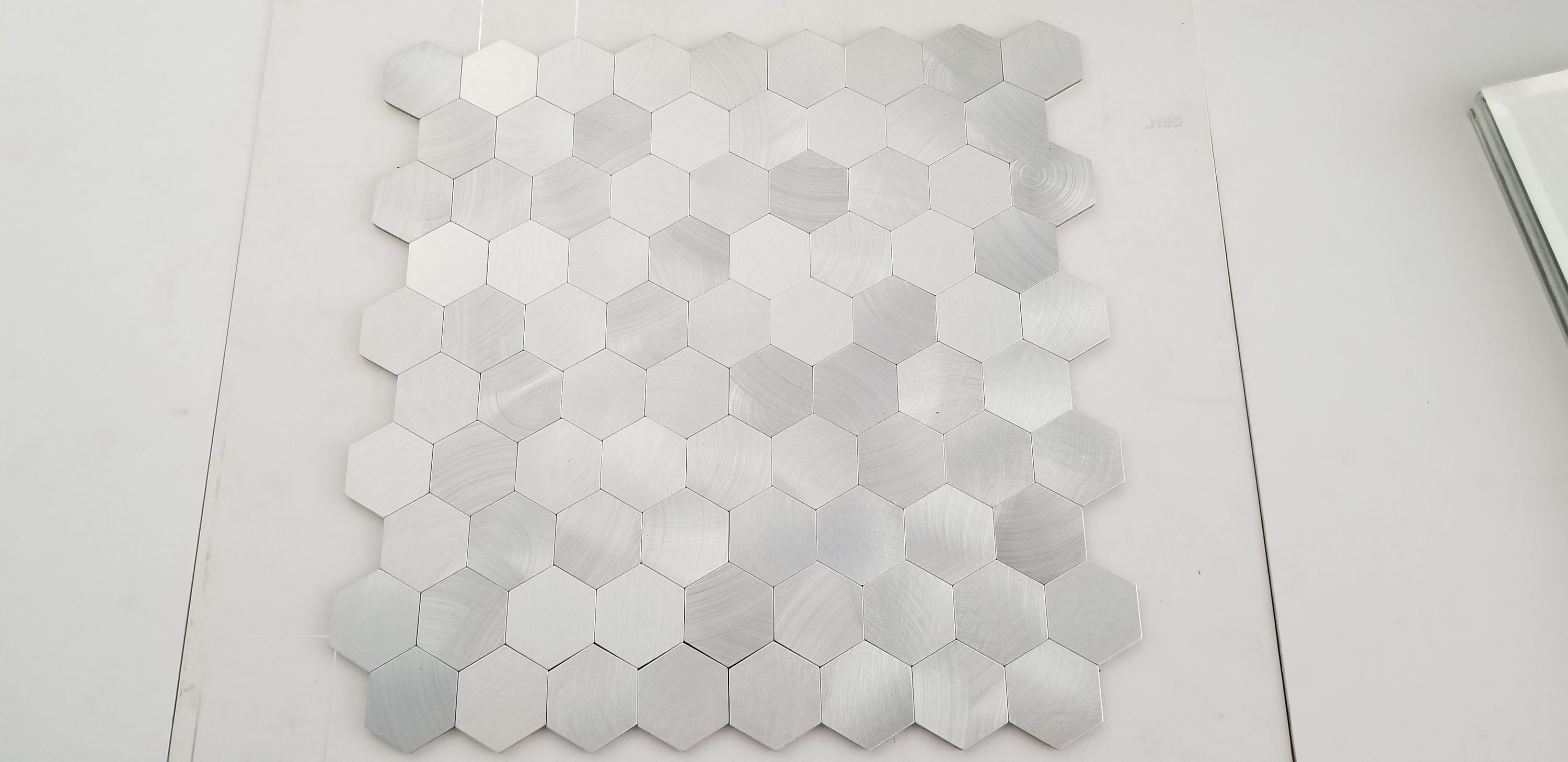 Silver 12x12 Aluminum Hexagon Mosaic Tile