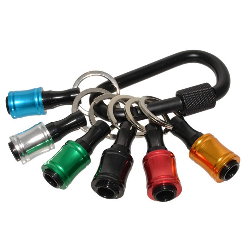 UUDULY  1 quarter inch Hex Shank Aluminum Alloy Screwdriver Bits Holder Extension Bar Drill Screw Adapter Keychain Portable