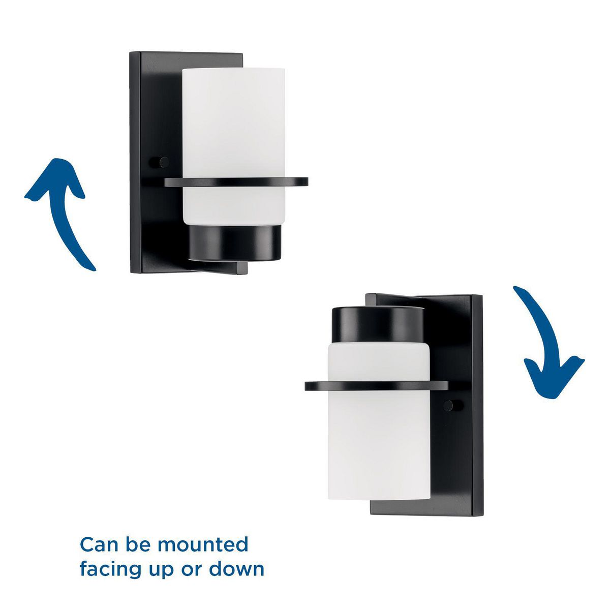 Matte Black Cylinder Outdoor Wall Sconce with White Glass Shade