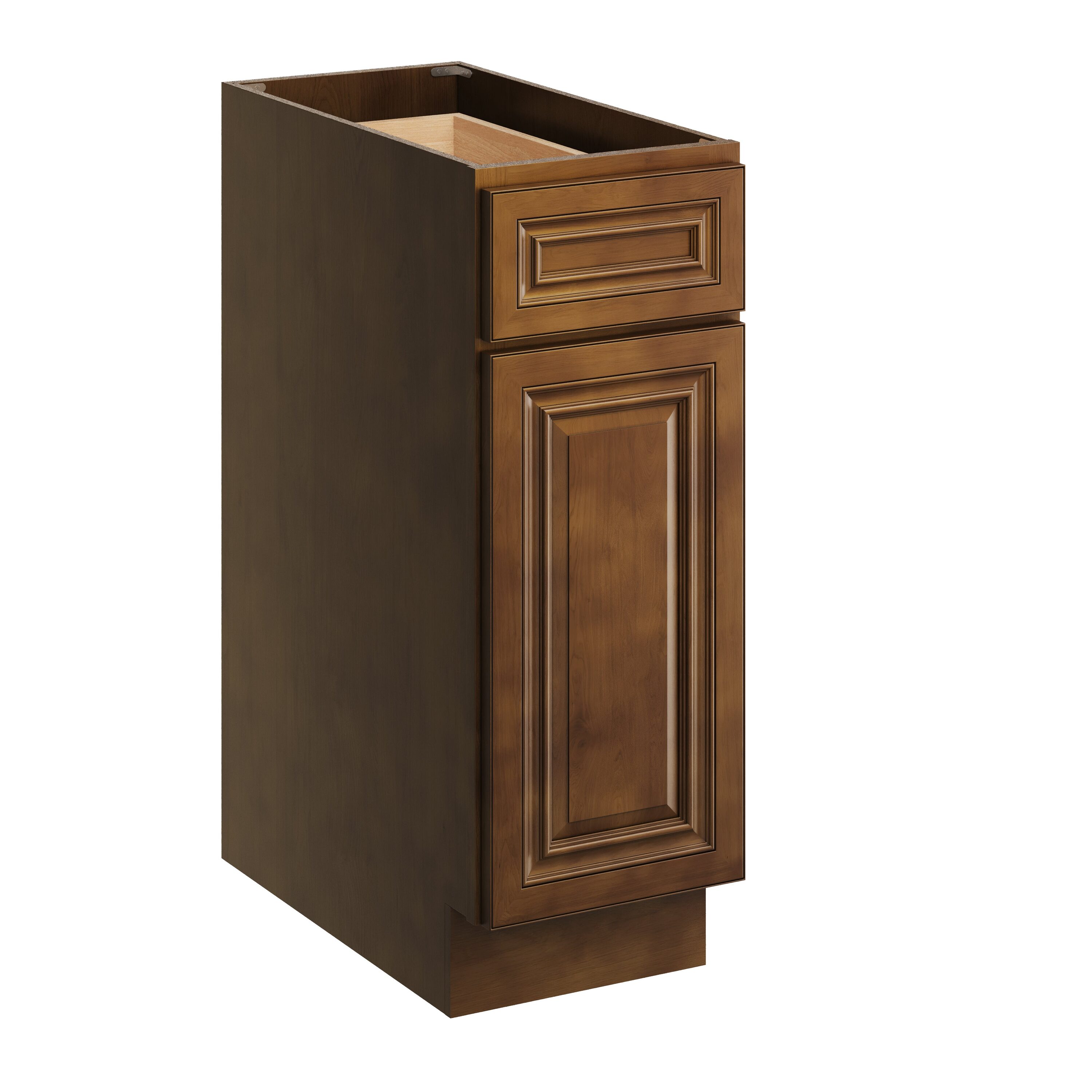 Boyel Living BLB12DC 12 Inch Dark Caramel Single Door Base Cabinet with Solid Wood Frame and Soft-Close System