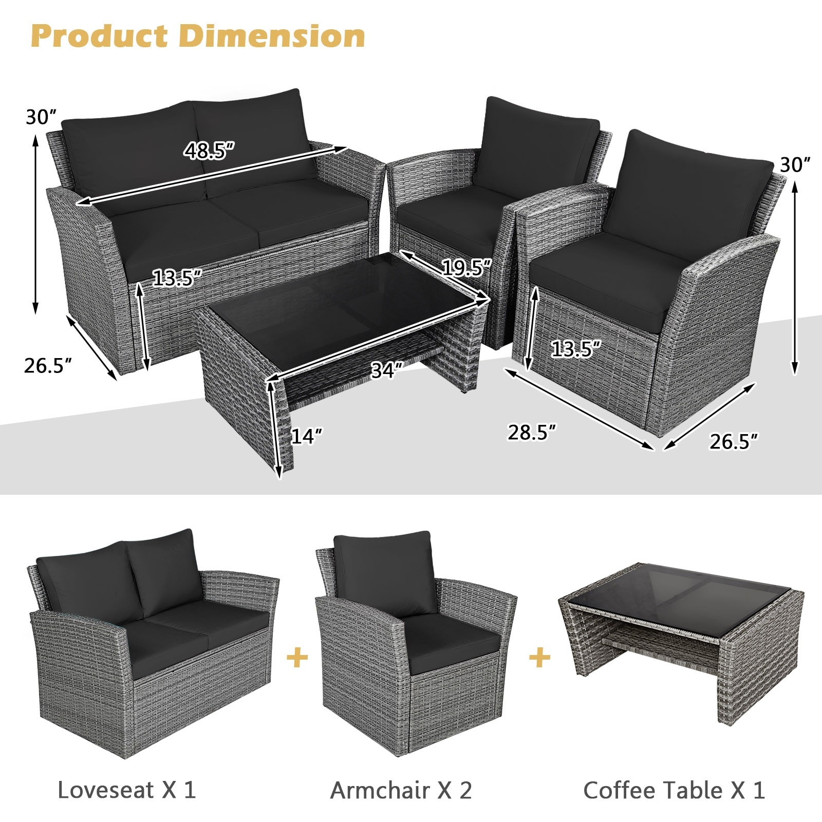 Slickblue D-CO-+KDA14876WH Patio-Conversation-Sets - View #3