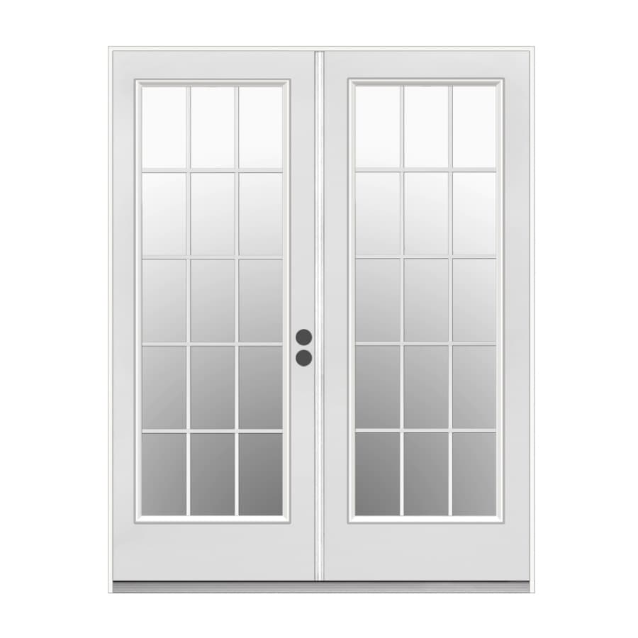 RELIABILT 60FH15LLE+NB 72-in x 80-in x 4-9/16-in Jamb Low-e Insulating Simulated Divided Light Primed Steel French Left-Hand Inswing Double Patio Door