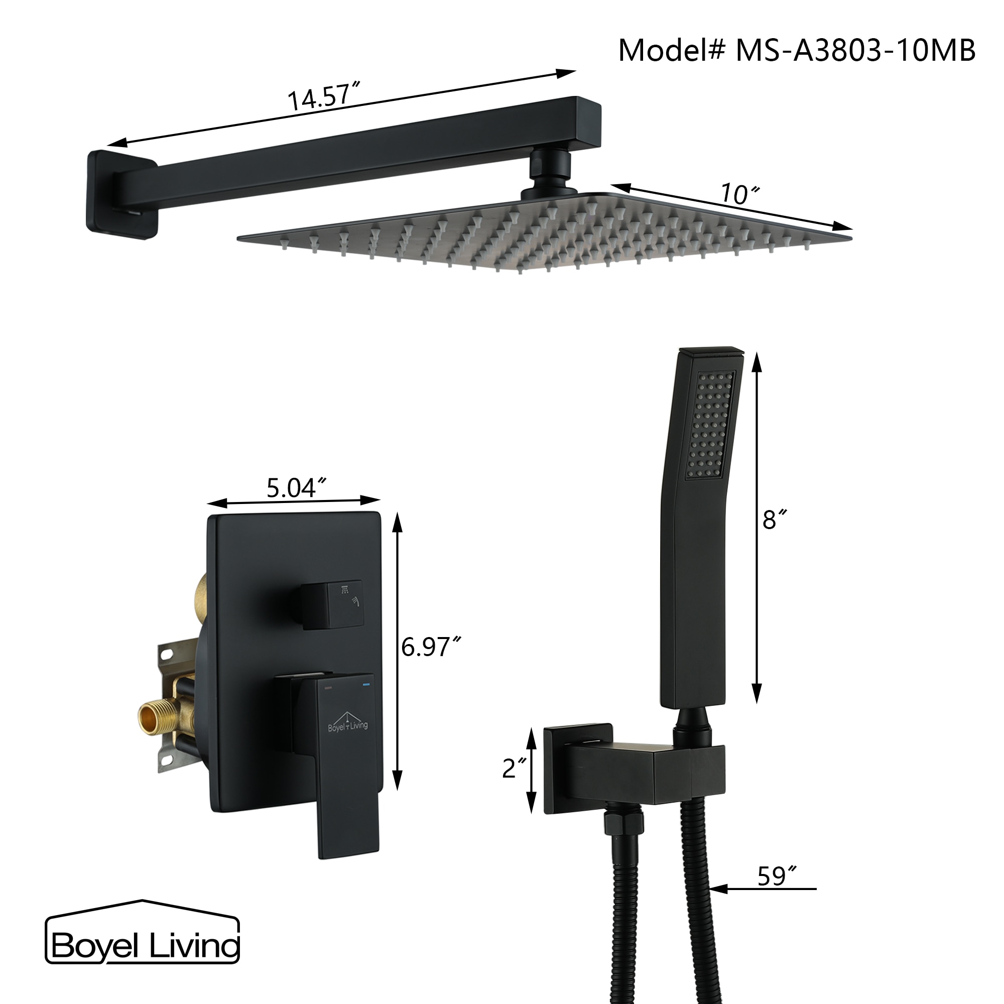 Clihome CHMS-10MB-A3803 Showerhead-Bar-Panels - View #2