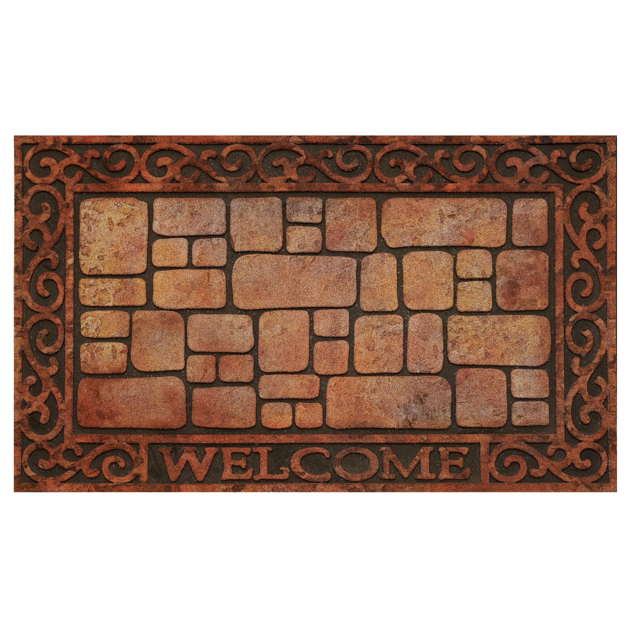 Welcome Mat Front Door Outdoor Rubber Decorative Brick Wall Floor Rug Home Decor 