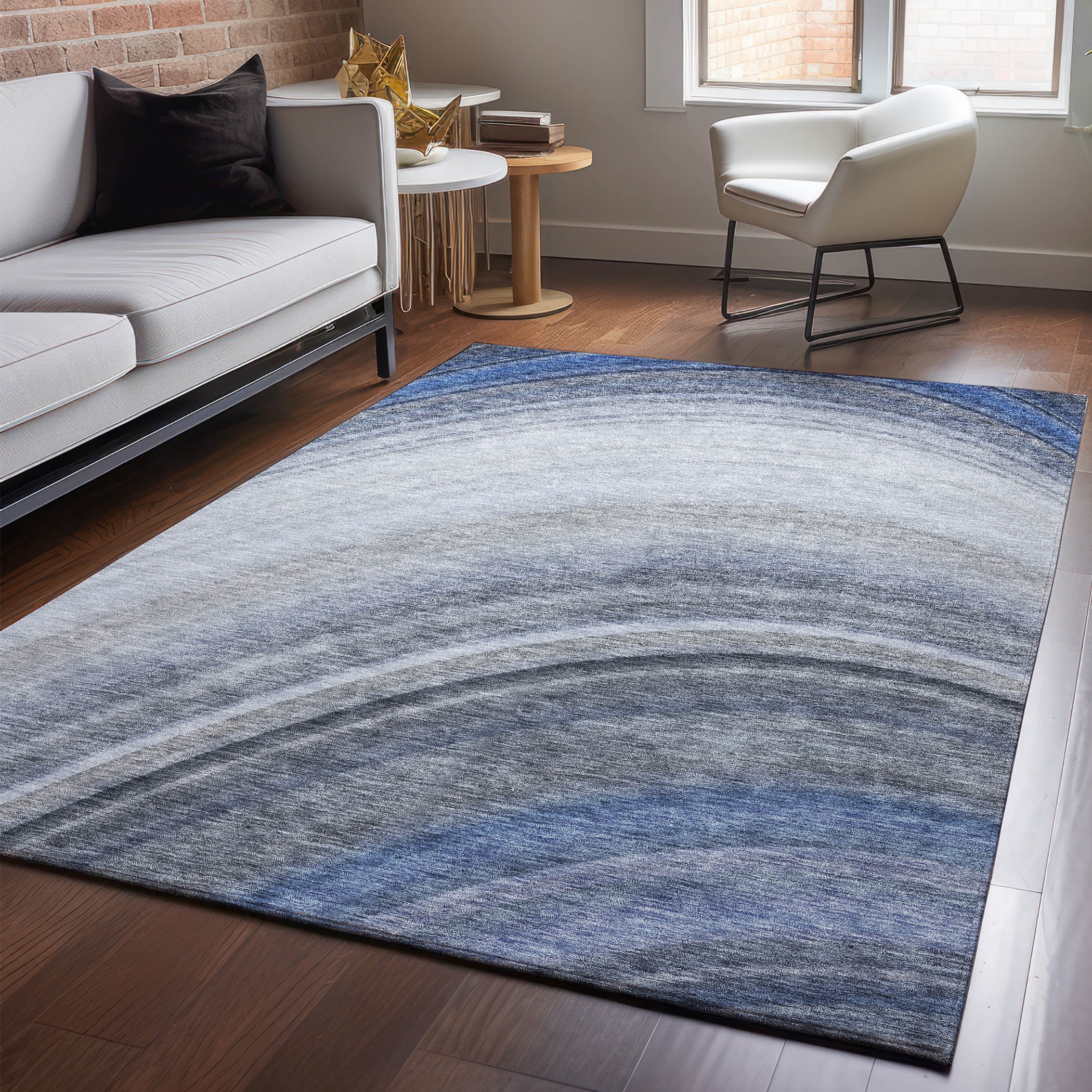 Addison Rugs AMF584BU8X10 Mayfield AMF584BU 8 x 10 (ft) Loomed Polyester Blue Rectangular Indoor Geometric Machine washable Area rug