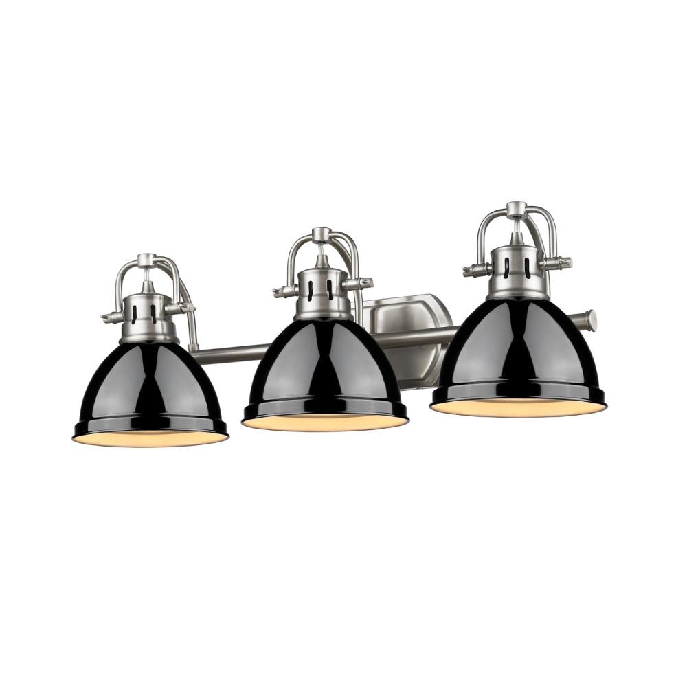 Golden Lighting 3602-BA3 PW-BK Duncan 24.5-in 3 -Light Satin Pewter Transitional Vanity light