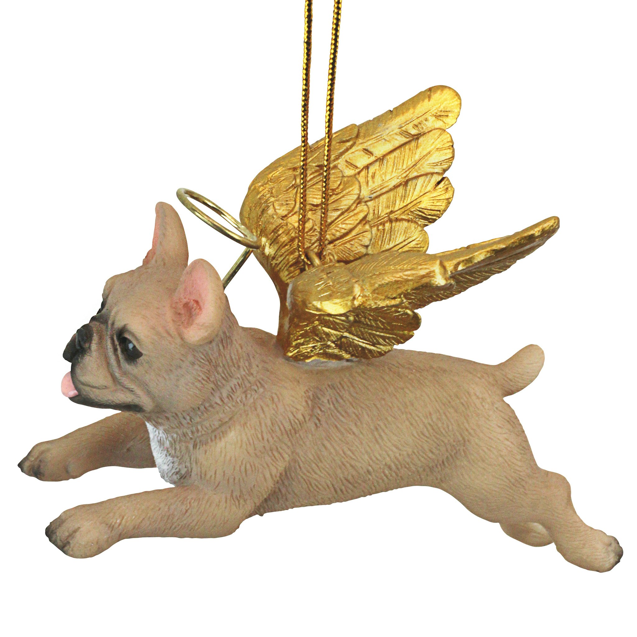 French Bulldog Angel Ornament with Golden Wings