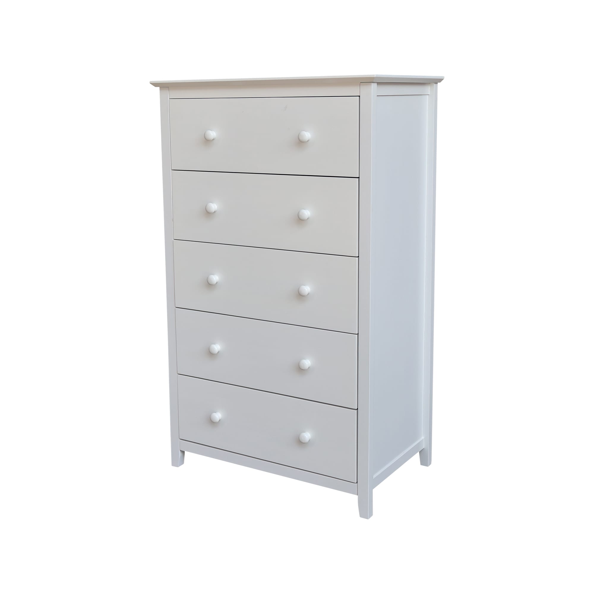 International Concepts BD08-8005 White Rubberwood 5 -Drawer Standard dresser