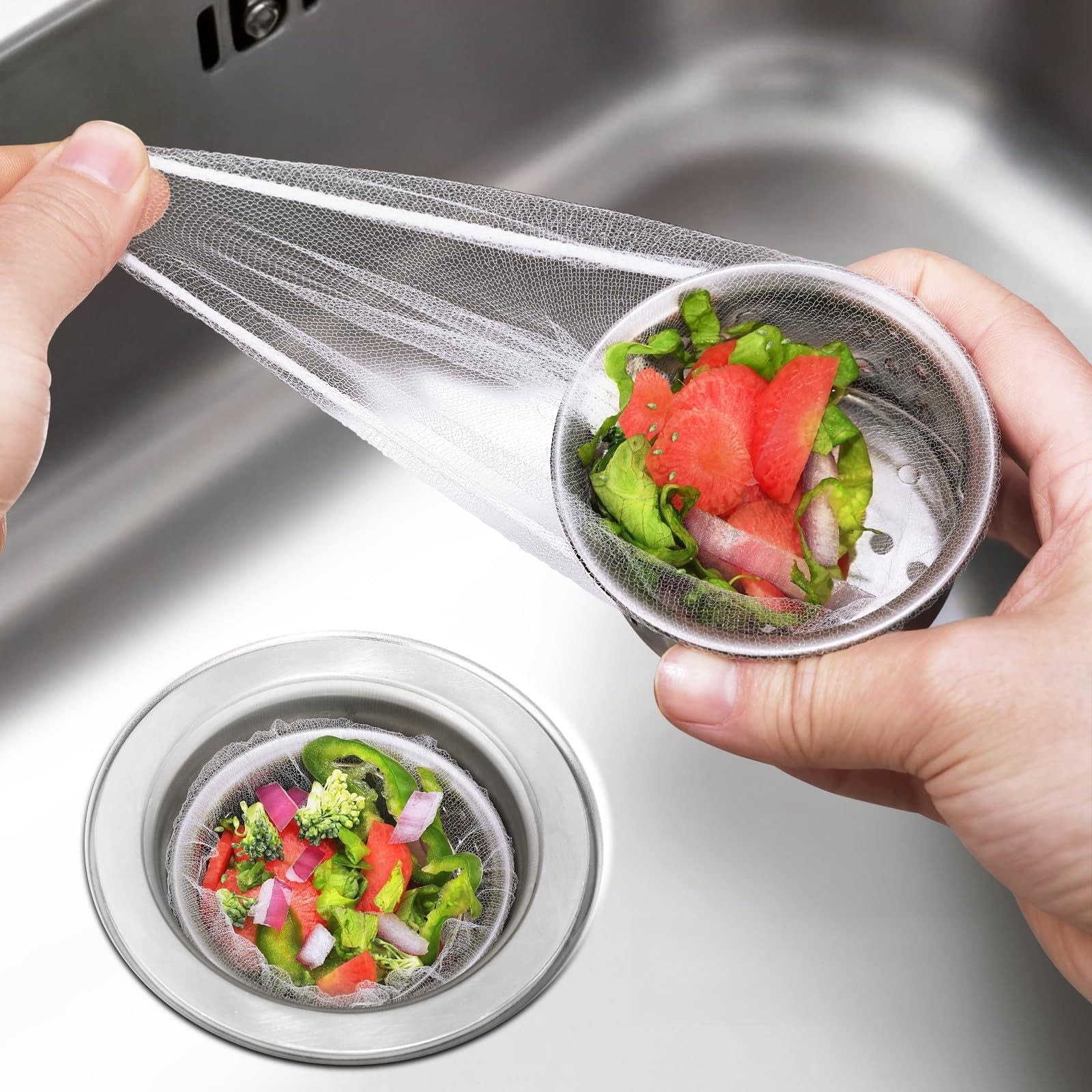 Phewnyzo - 300 pack kitchen sink strainer mesh bags ultra fine disposable drain covers trap food...