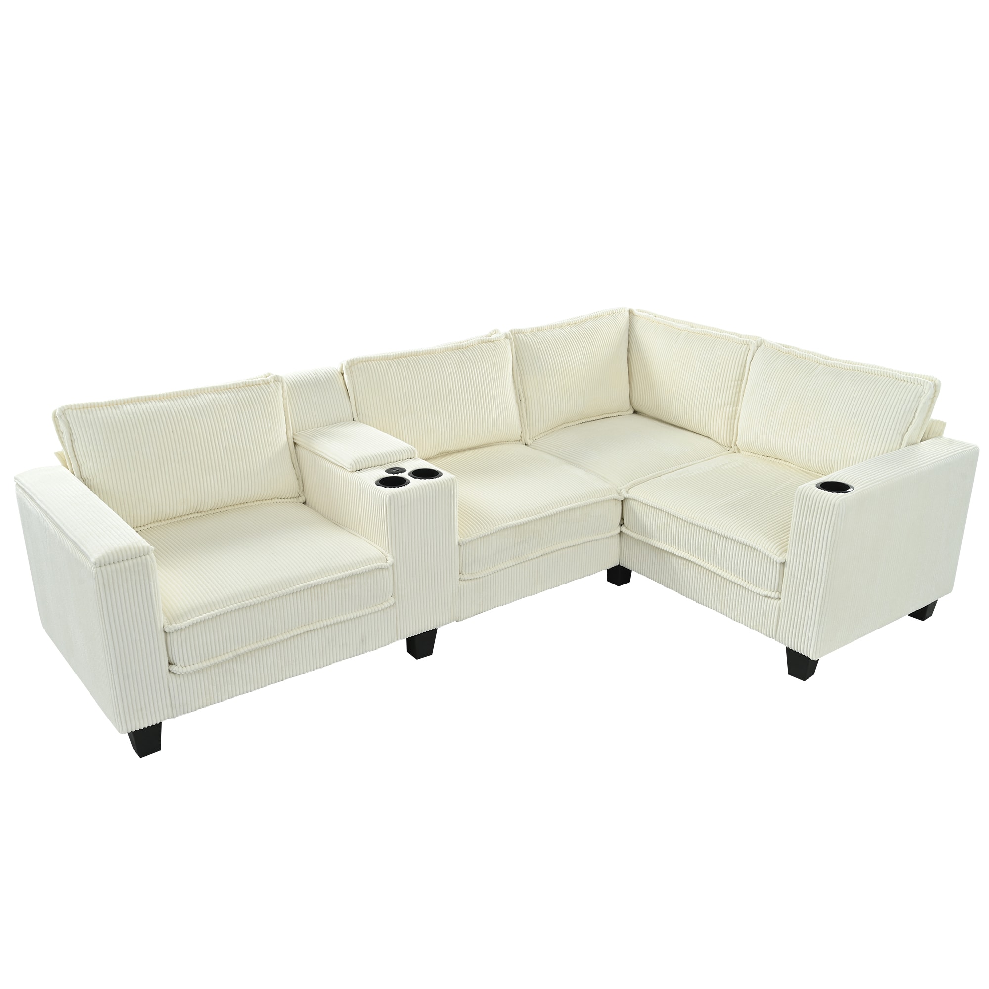Bybafun YC5200086 105.5-in Modern Beige Velvet Sofa