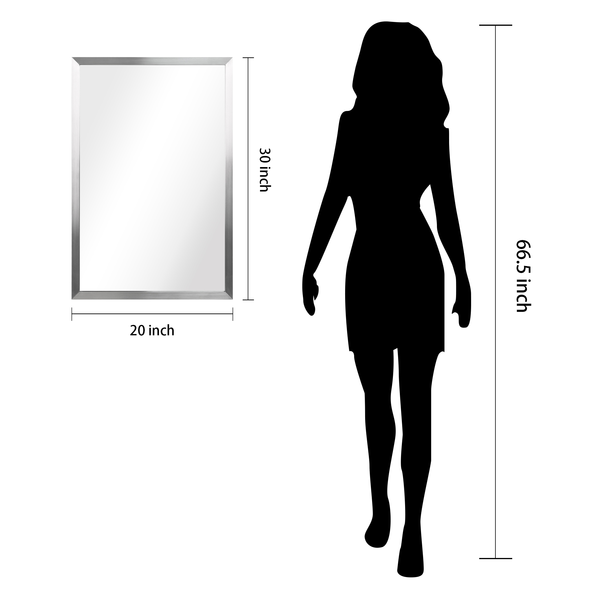 Contempo 20" x 30" Brushed Silver Stainless Steel Wall Mirror