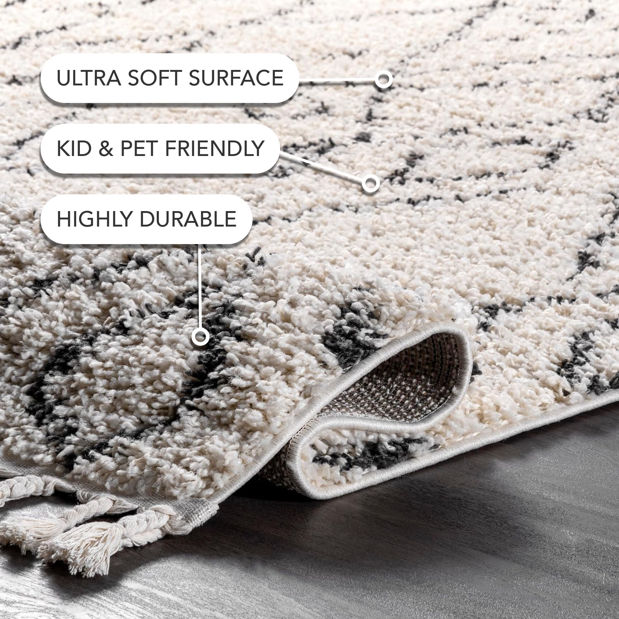 Off-White Braided Synthetic 3' x 5' Reversible Area Rug