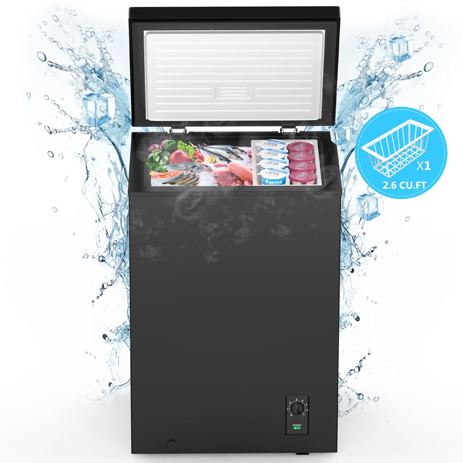 COWSAR LSD68CF80B 2.7-cu ft Garage Ready Chest Freezer ( Black )