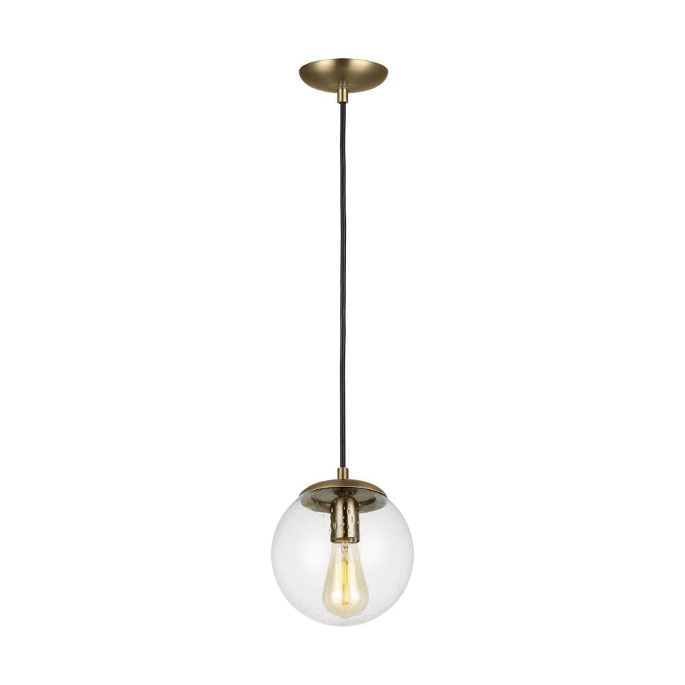 Generation Lighting 6501801-848 Leo 1 -Light Satin Brass Modern/contemporary Seeded glass Globe Mini Hanging Pendant light