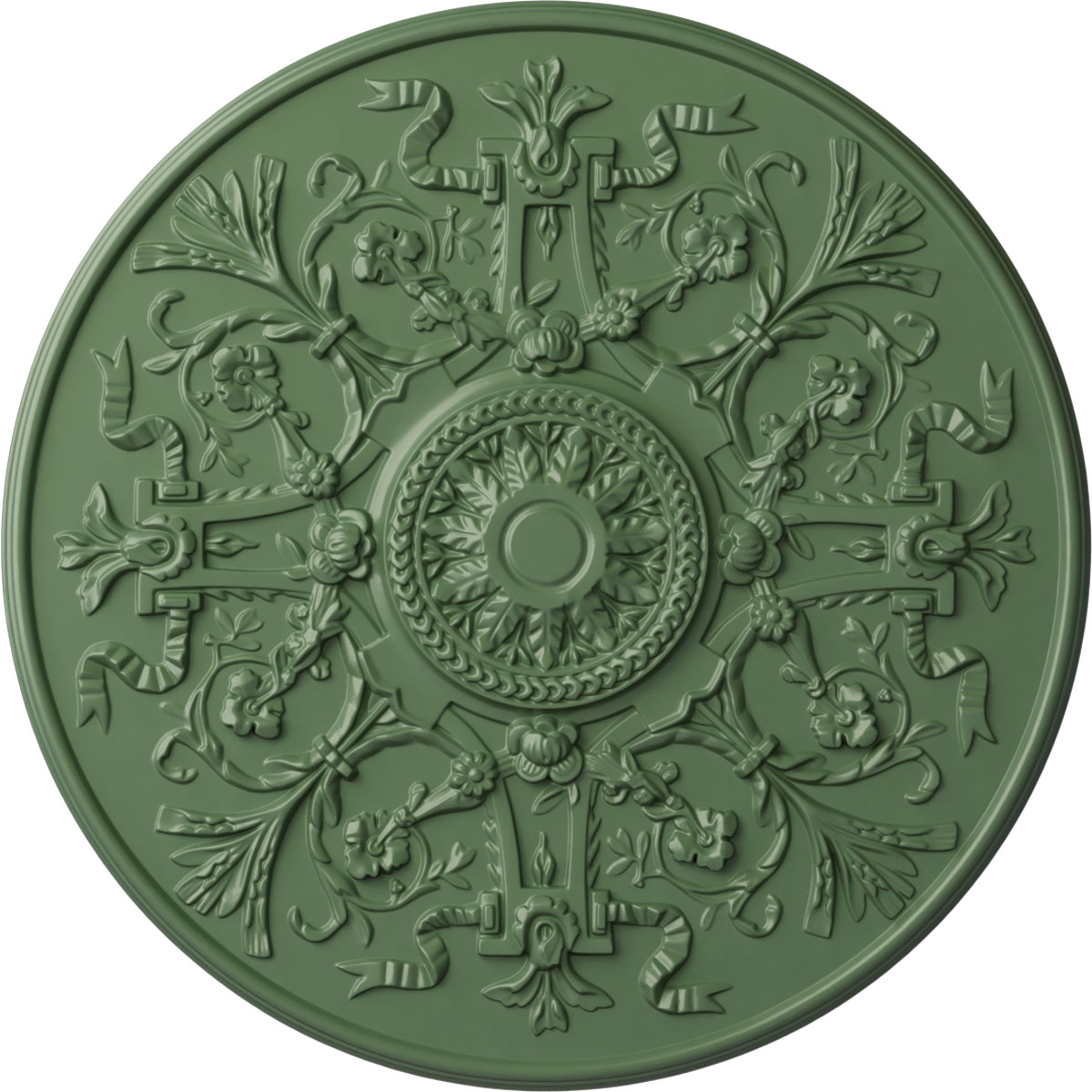 Ekena Millwork CM33VEAGF Versailles 33-in W x 33-in L Painted Athenian Green Polyurethane Whole Ceiling Medallion