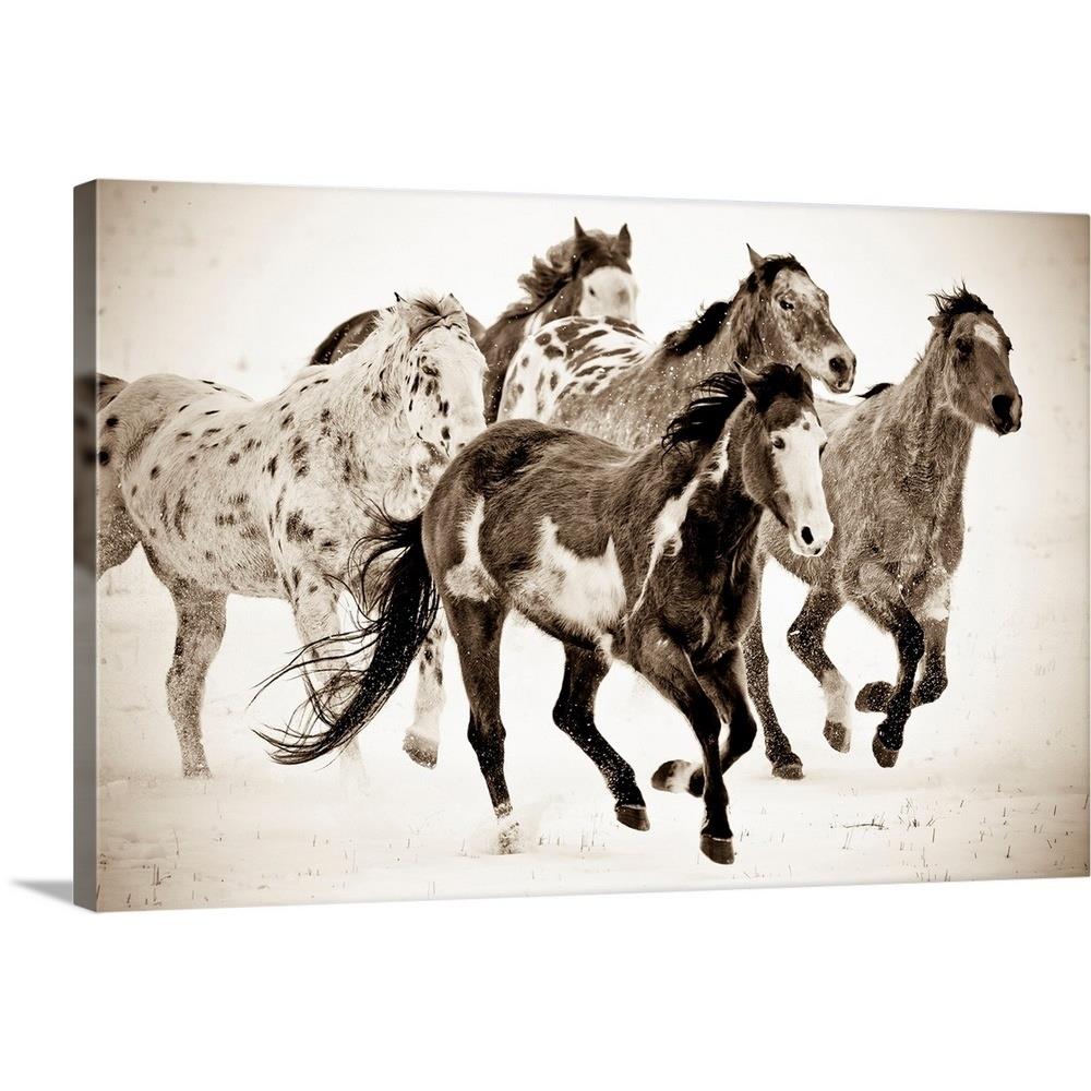 GreatBigCanvas 1909161-24-36X24 Painted Horses Run by Carol Wa 24-in H x 36-in W Abstract Print on Canvas