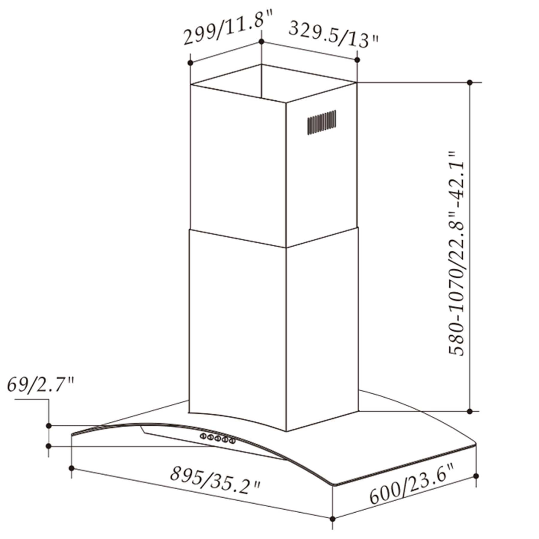 AKDY RH0477 Island-Range-Hoods - View #9