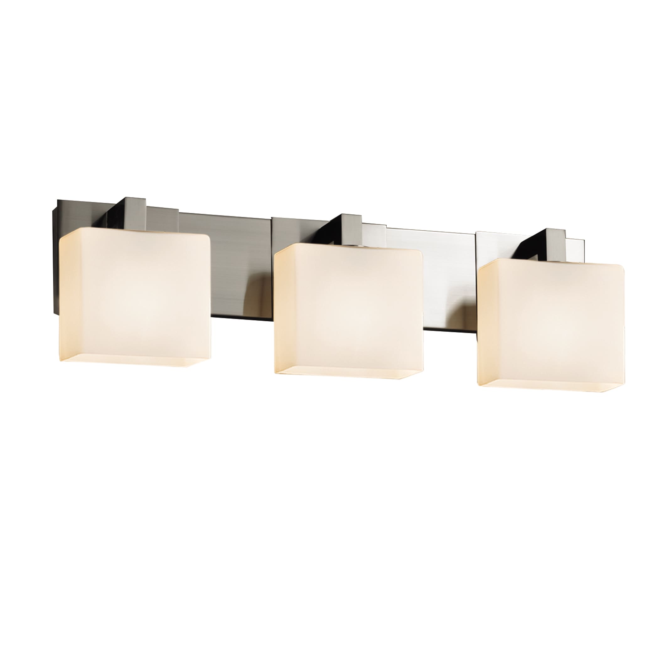 Justice Design Group FSN-8923-55-OP-NC-LD Fusion 27-in 3-Light Brushed Nickel LED Glam Vanity Light