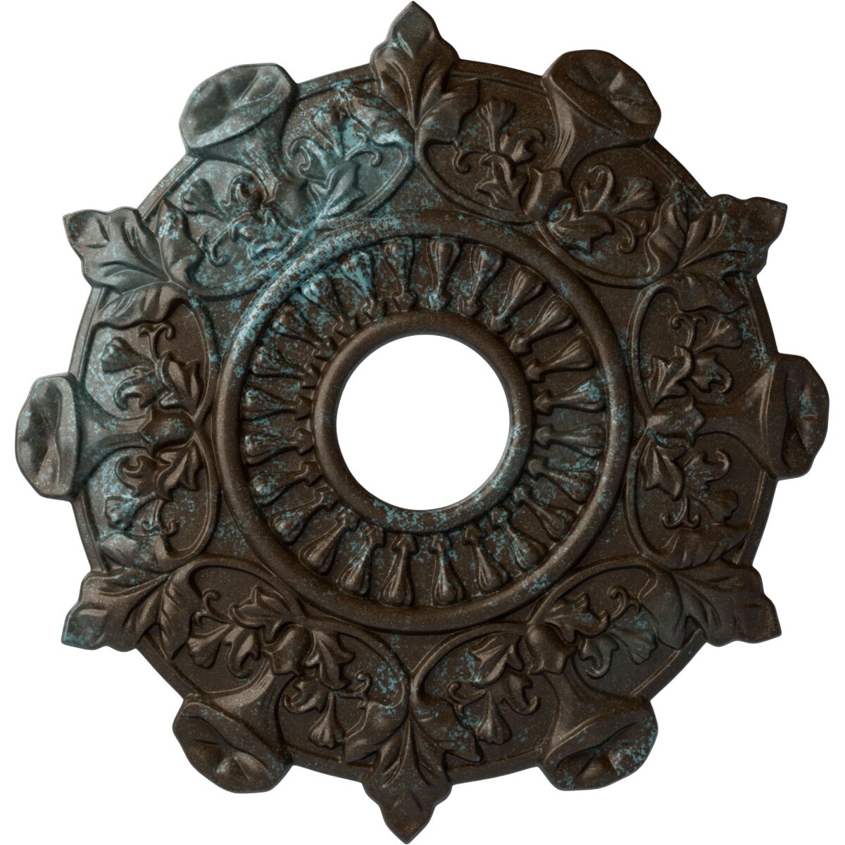 Ekena Millwork CM17PRBBS Preston 17.5-in W x 17.5-in L Painted Bronze Blue Patina Polyurethane Whole Ceiling Medallion