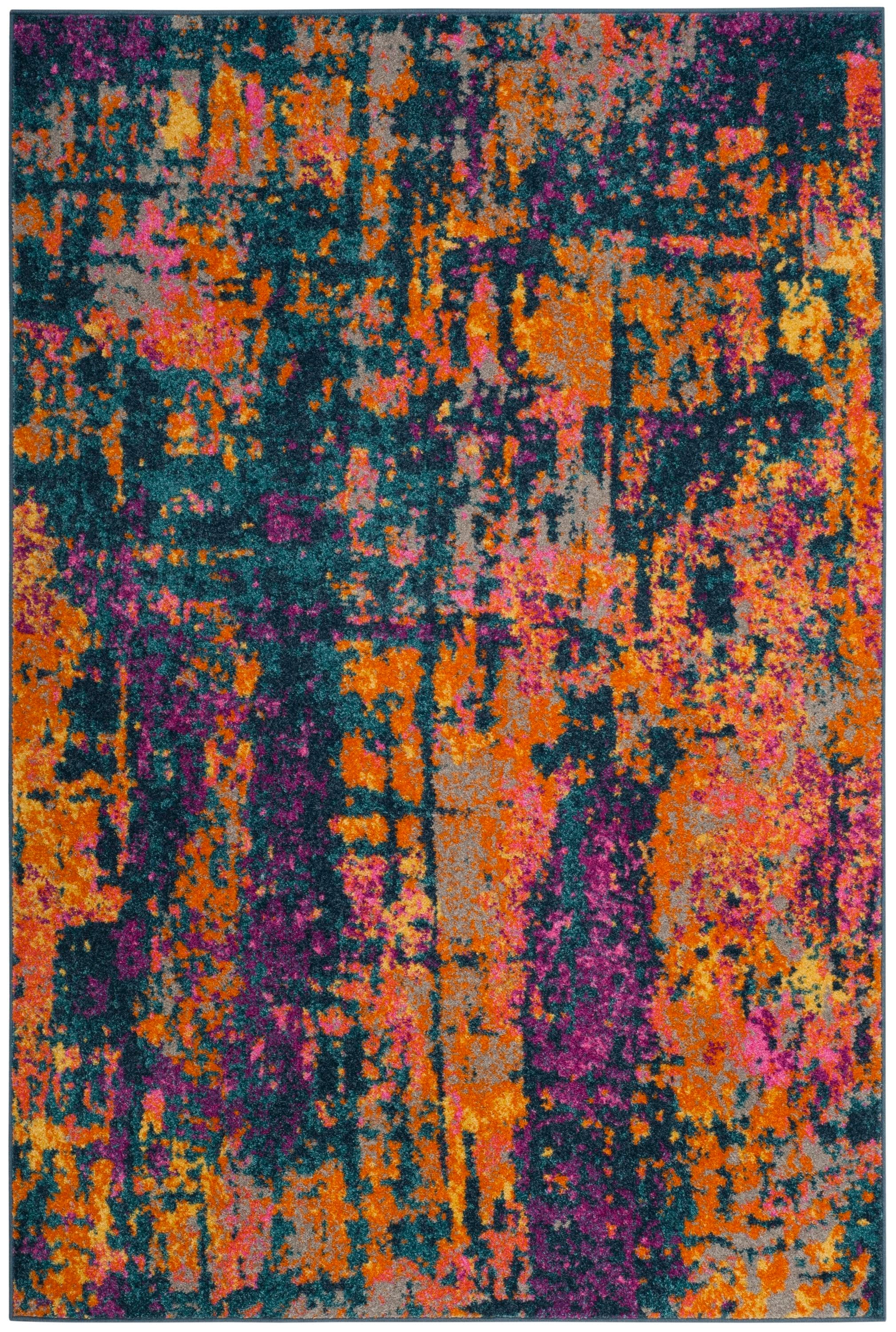 Safavieh MAD143A-6 Madison Langley 6 x 9 (ft) Loomed Polypropylene Blue/Orange Rectangular Indoor Abstract Bohemian/Eclectic Area rug