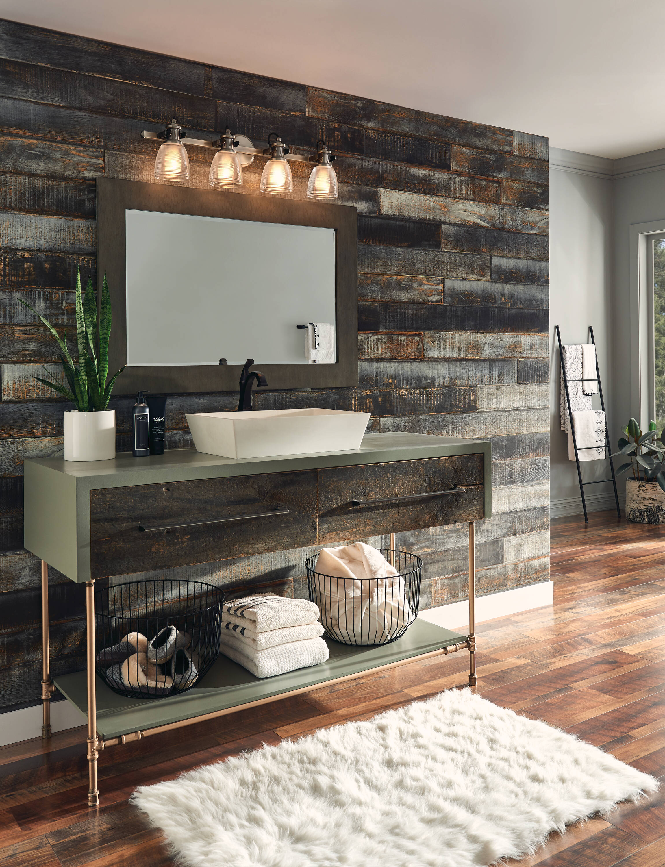 Kichler 45874CLP Flagship 32.5-in 4 -Light Pewter Transitional Vanity light
