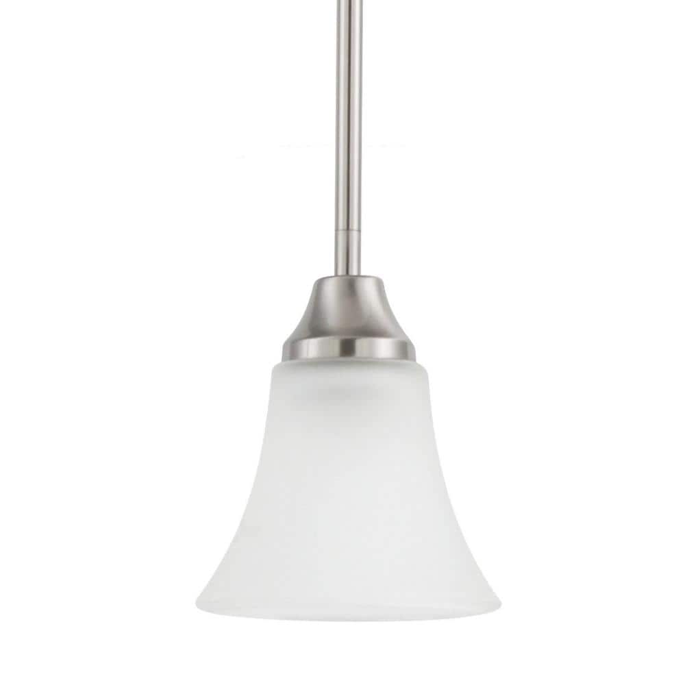 Sea Gull Lighting 61806-962 Holman Brushed Nickel Transitional Etched Glass Bell Mini Pendant Light