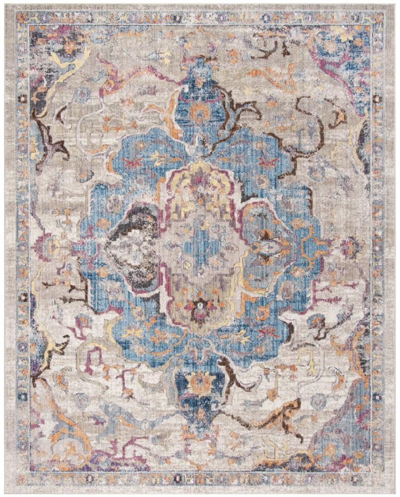 Safavieh BTL350D-6 Bristol Samarkand 6 x 9 (ft) Loomed Polyester Blue/Light Gray Rectangular Indoor Distressed/Overdyed Vintage Area rug
