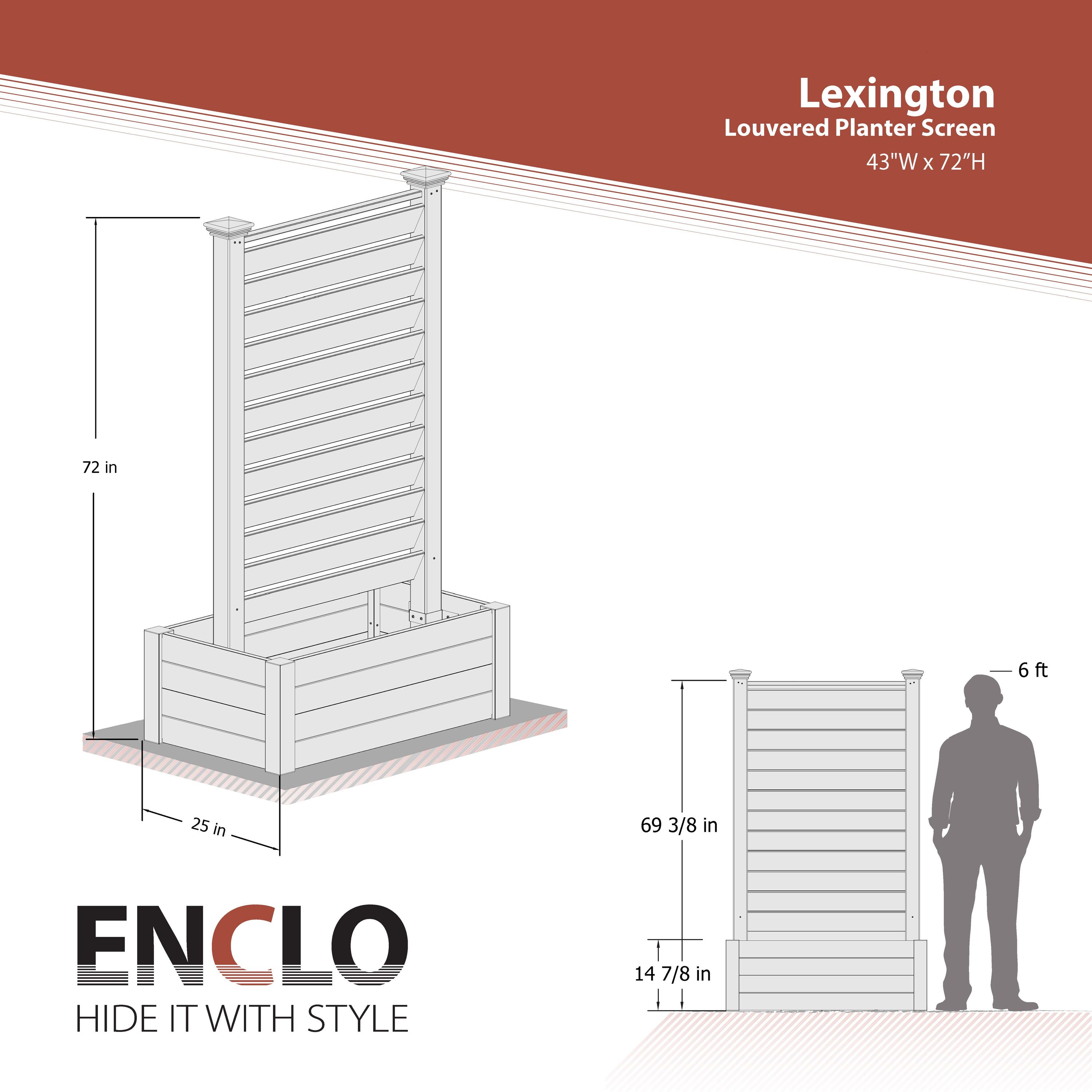Lexington 6ft White Vinyl Privacy Screen with Planter Box