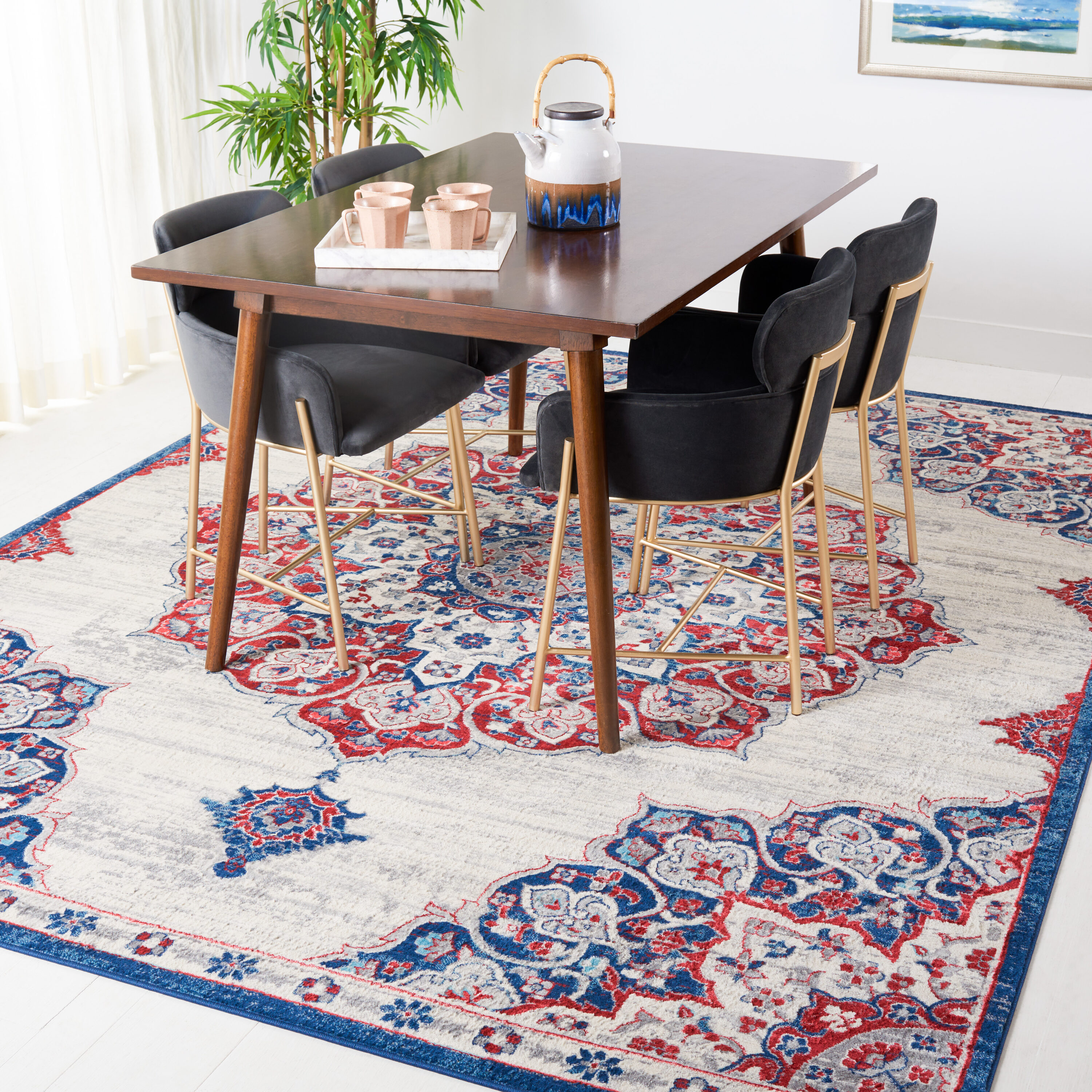 Brentwood 802A Ivory/Red 6ft x 9ft Medium Rectangle Rug