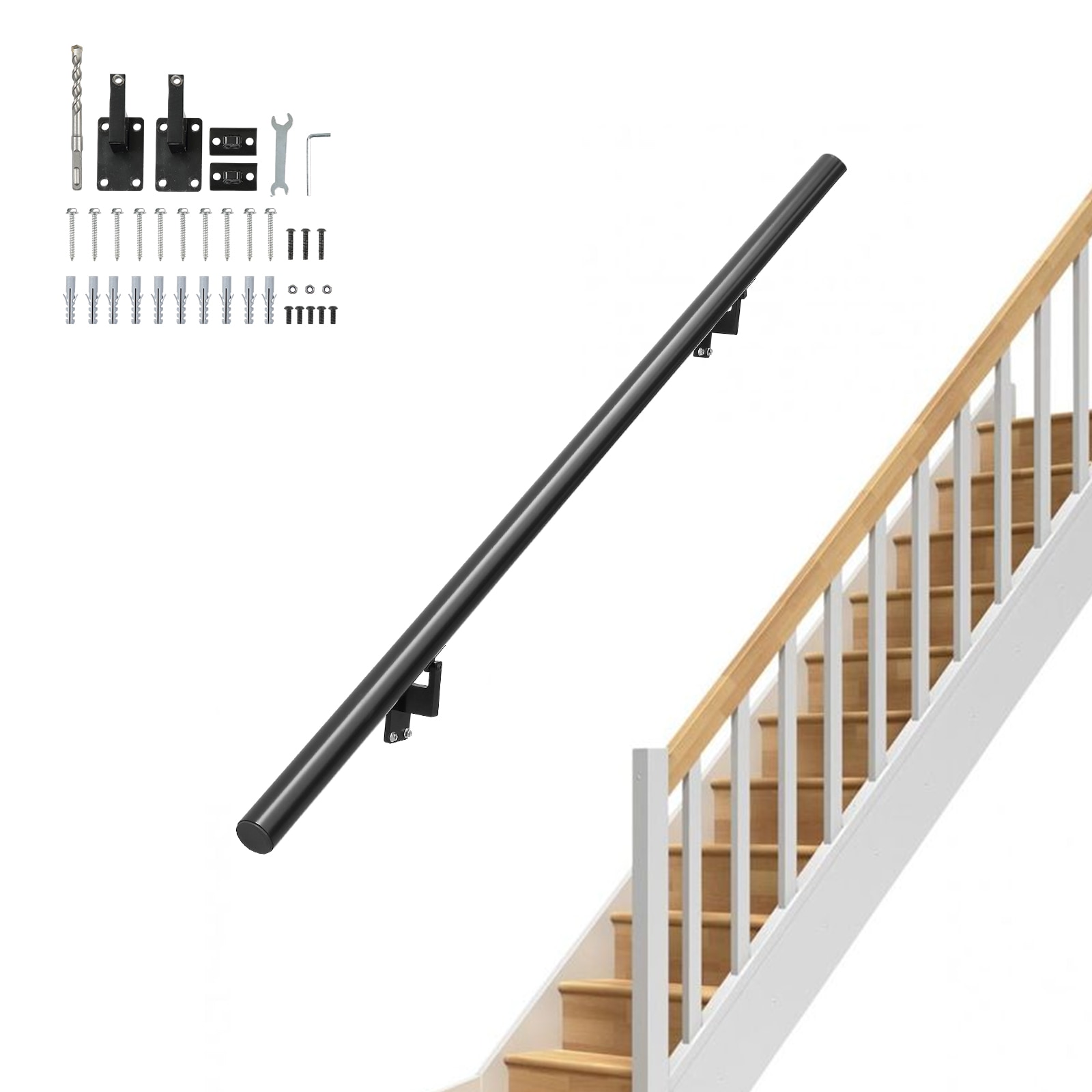 VEVOR Handrail Stair Railing, 4 ft, Wall Mount Handrails for