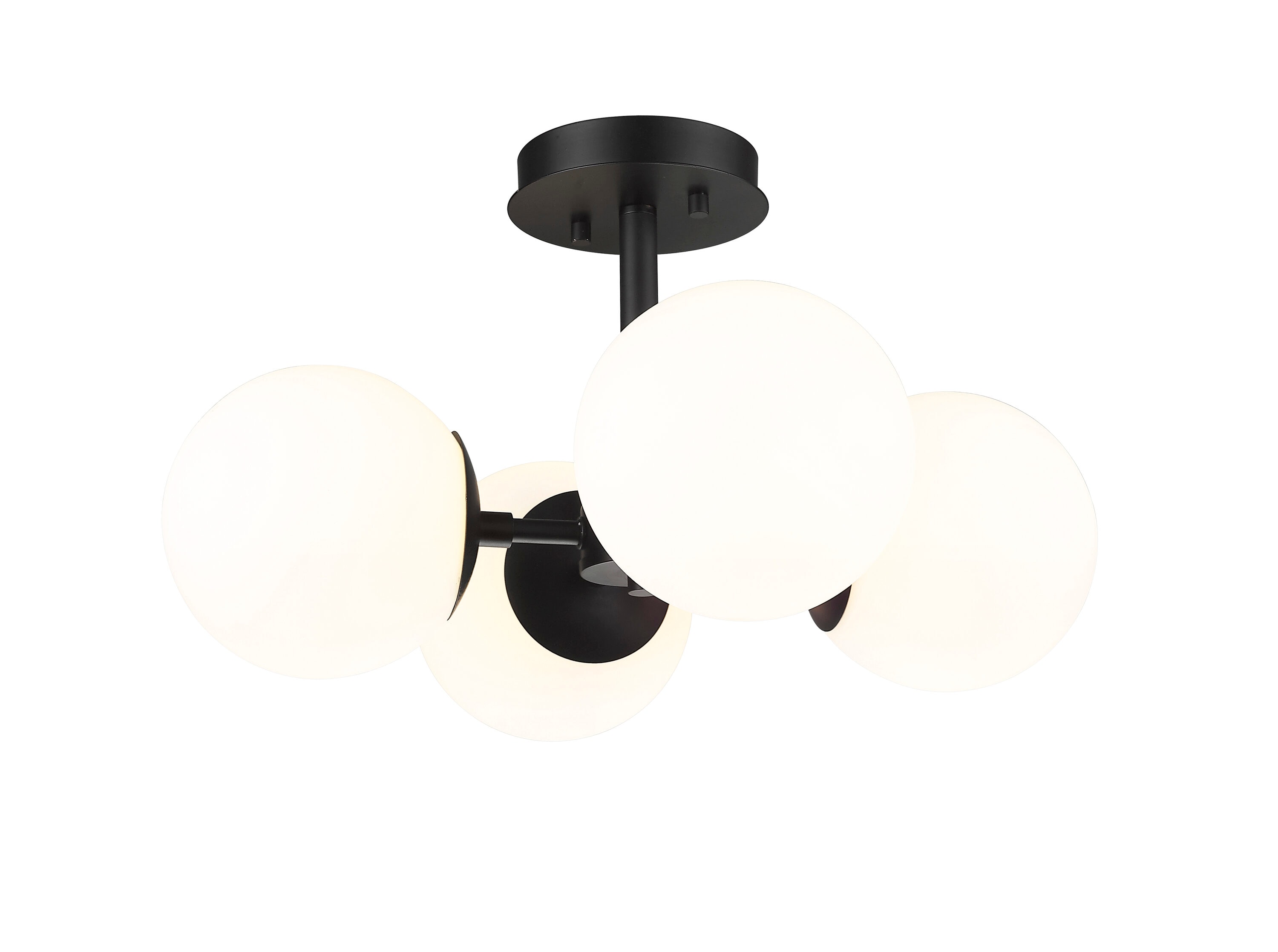 Matte Black Steel Frame with Opal Glass Globe 18" Pendant Light