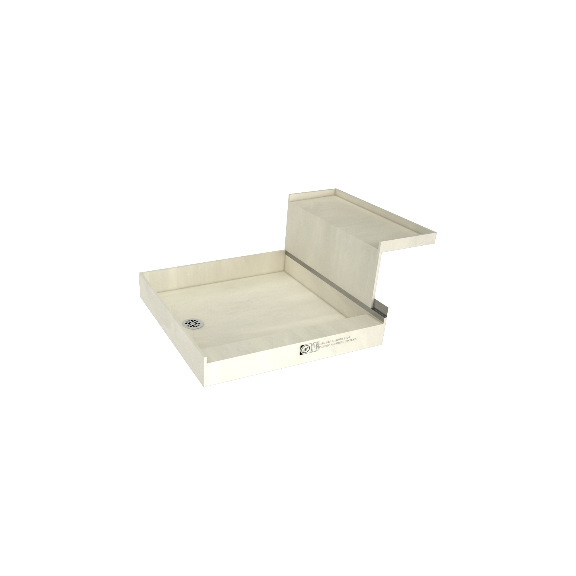 Tile Redi P4848LRB48KIT 48-in W x 60-in L Left Polished Chrome Single Threshold Rectangle Shower Pan Base Kit with 4.5-in H Threshold Integrated Seat