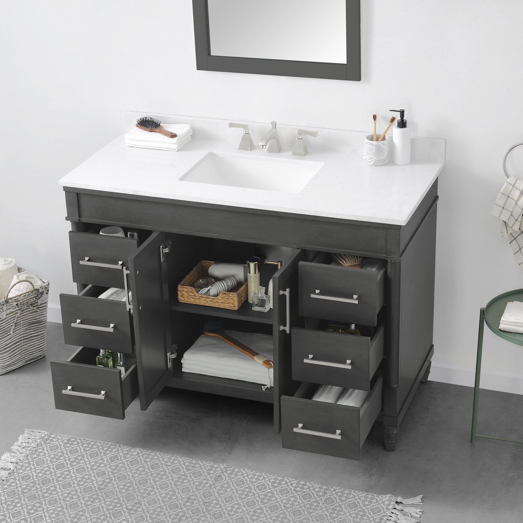 OVE Decors Layla 48-in Iron Gray Undermount Single Sink Bathroom Vanity ...