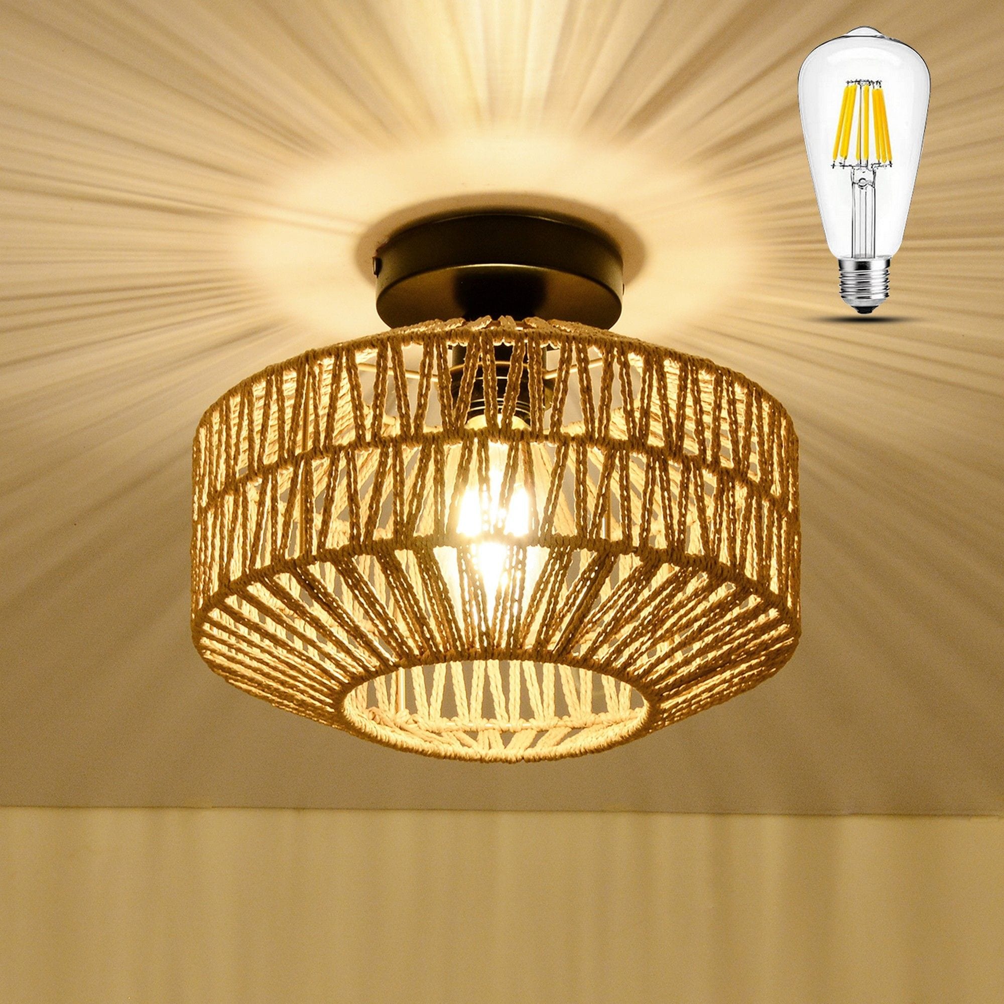 Yiekholo LL-0158AA 1 -Light 11.8-in Matte Brown Flush Mount Light