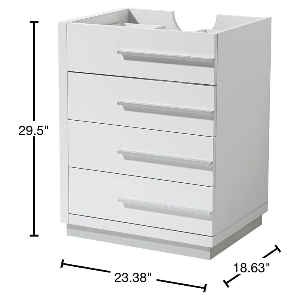 White Engineered Wood Single Bathroom Vanity Base with Drawers