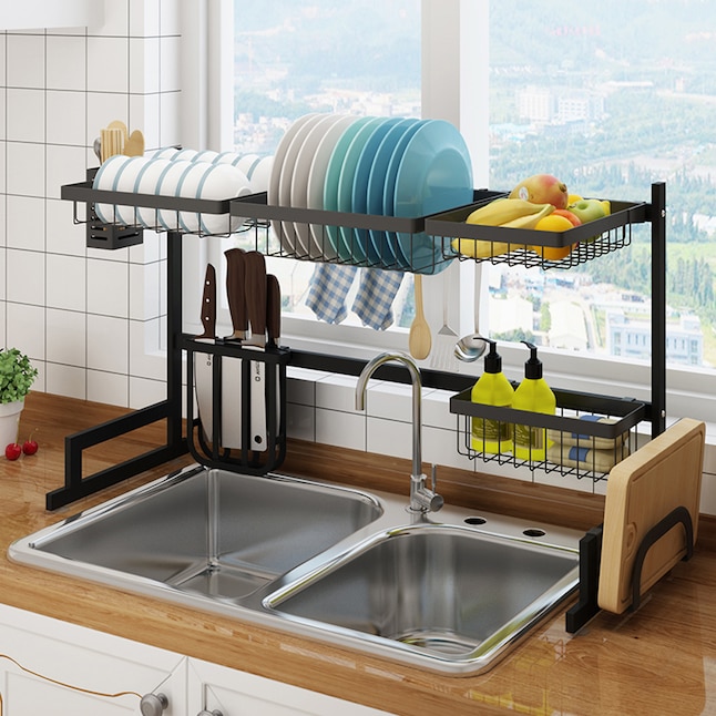 37.4 Stainless Steel Black Dish Drying Rack Over Kitchen Sink