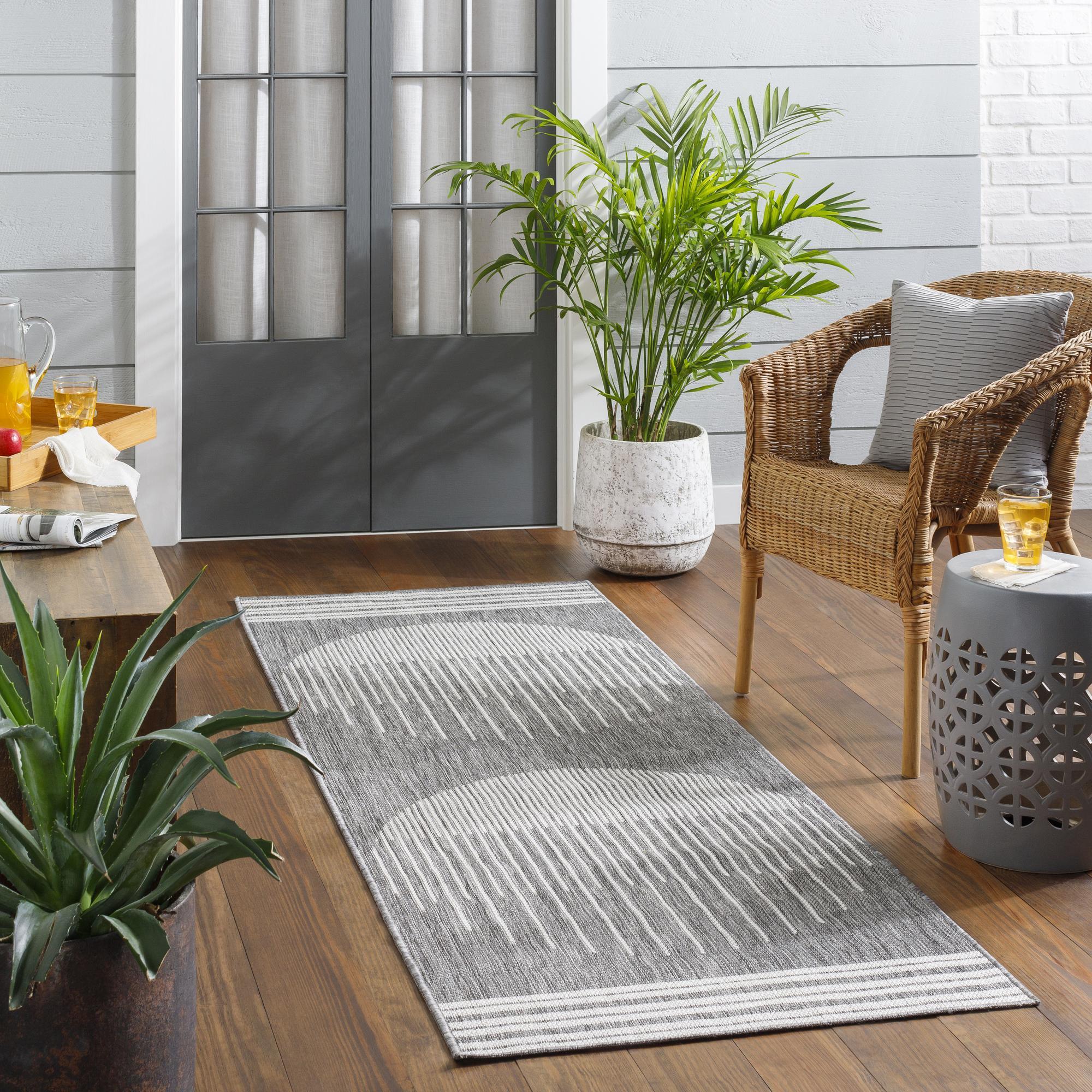 Livabliss LBH2333-2773 Long Beach 3 x 8 (ft) Polypropylene Dark Gray Rectangular Outdoor Geometric Global Runner rug