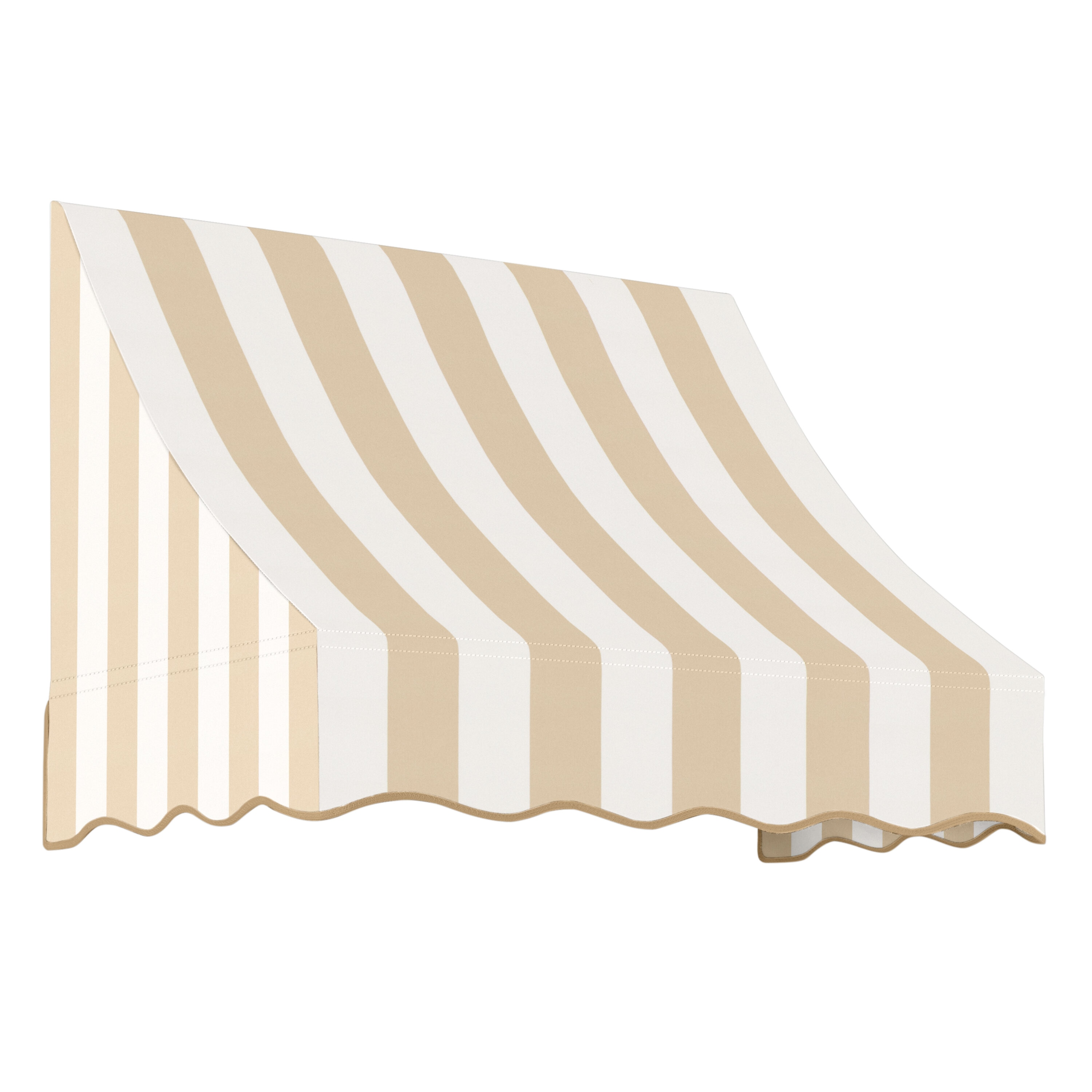 Awntech NT33-L-4LW Nantucket 52.5-in Wide x 36-in Projection x 44-in Height Fabric Linen/White Stripe Striped Fixed Window/Door Awning
