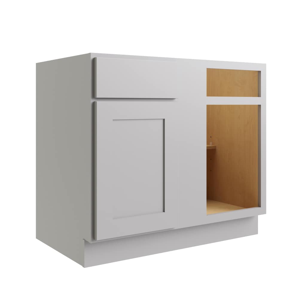 RELIABILT L03-BLB42/45R Parkstone 39-in W x 34.5-in H x 24-in D Gray Blind Corner base Fully assembled Plywood Cabinet (Flat Panel Shaker)