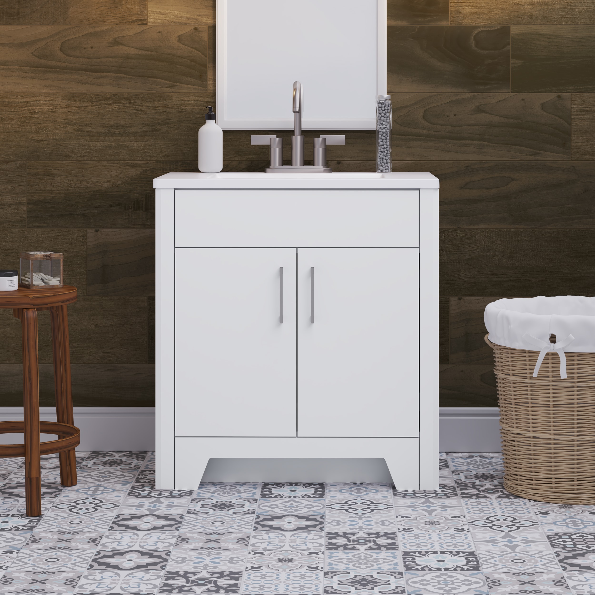 Diamond Now Shelby 30 In White Single Sink Bathroom Vanity With White