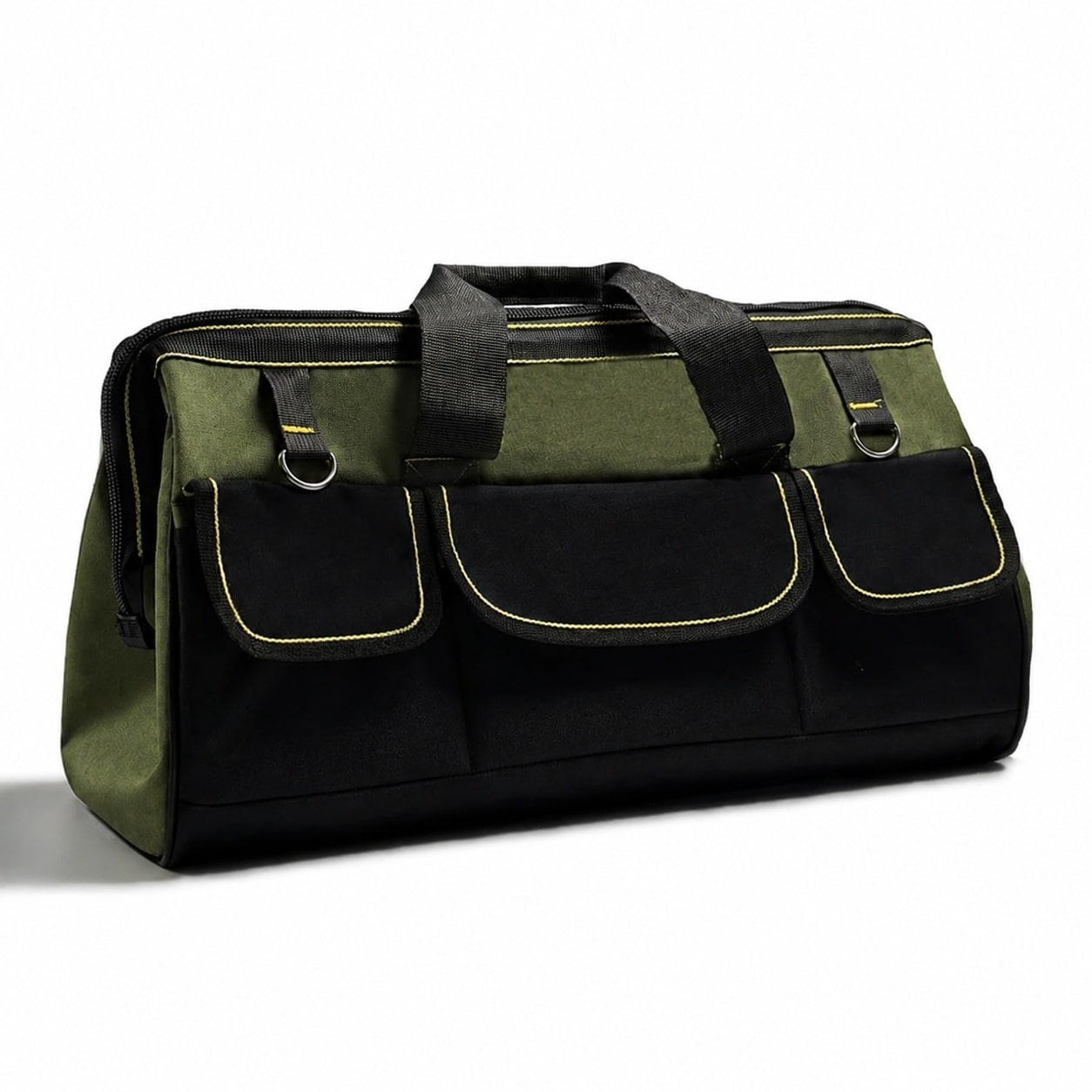 Mikiotto 22 inch Wide Mouth Tool Bag Waterproof Molded Base Green Oxford Cloth Adjustable Shoulder Strap 17 Pockets Large Capacity Organizer #LMK0825K557