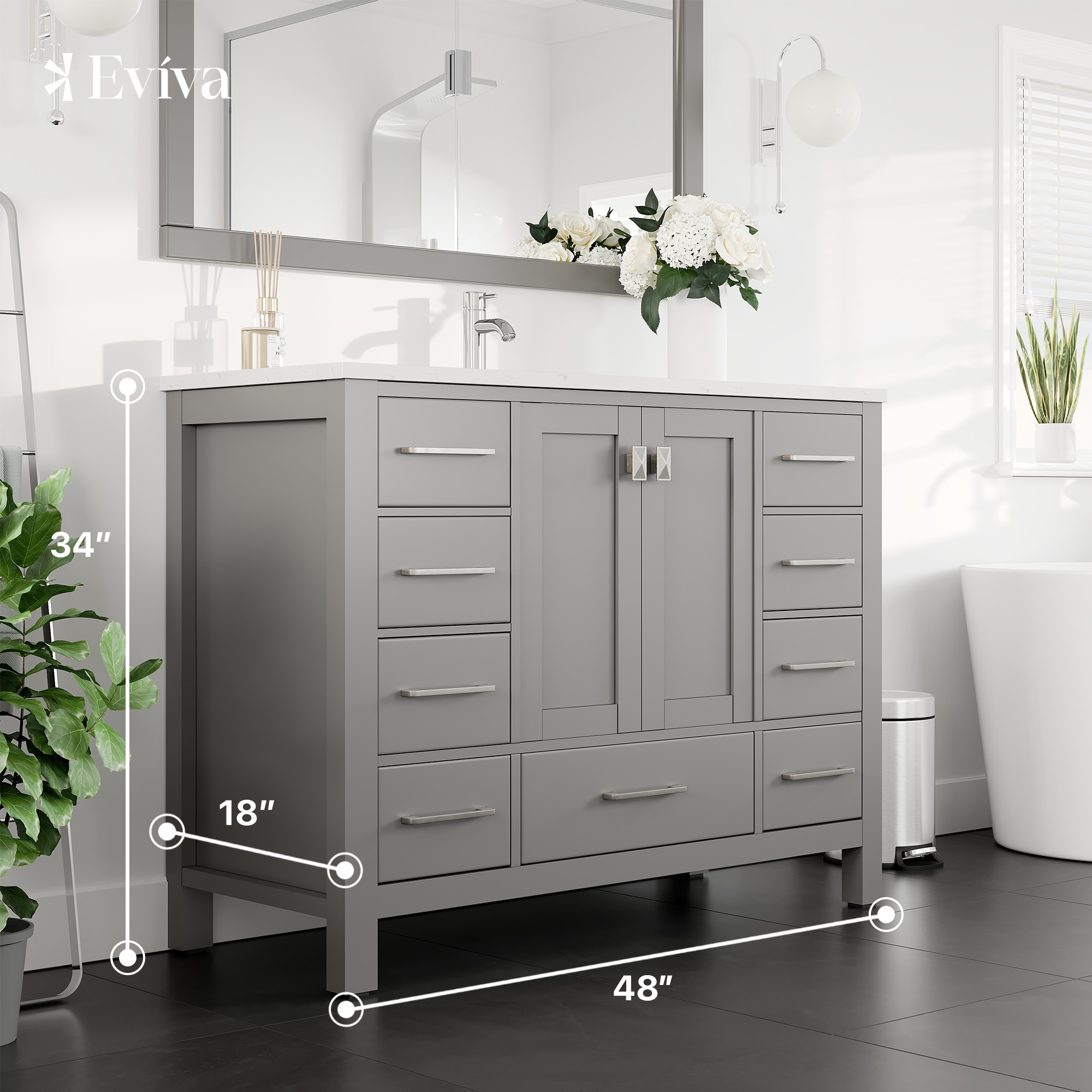 Eviva TVN414-48X18GR-Q Bath-Vanity-Combo - View #2